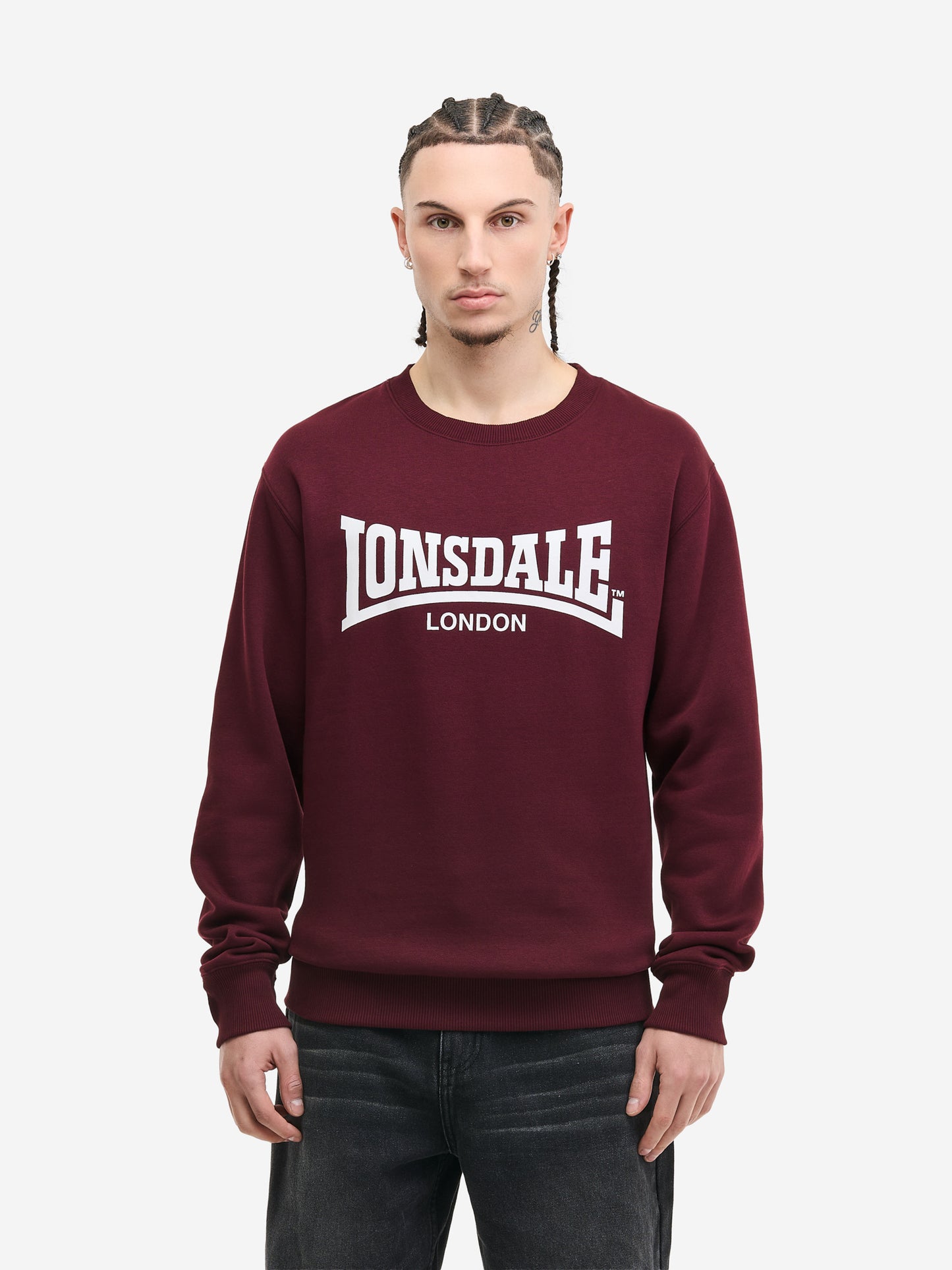 Lonsdale Sweatshirt Herren Oxblood, Slim Fit Passform, Logo-Print