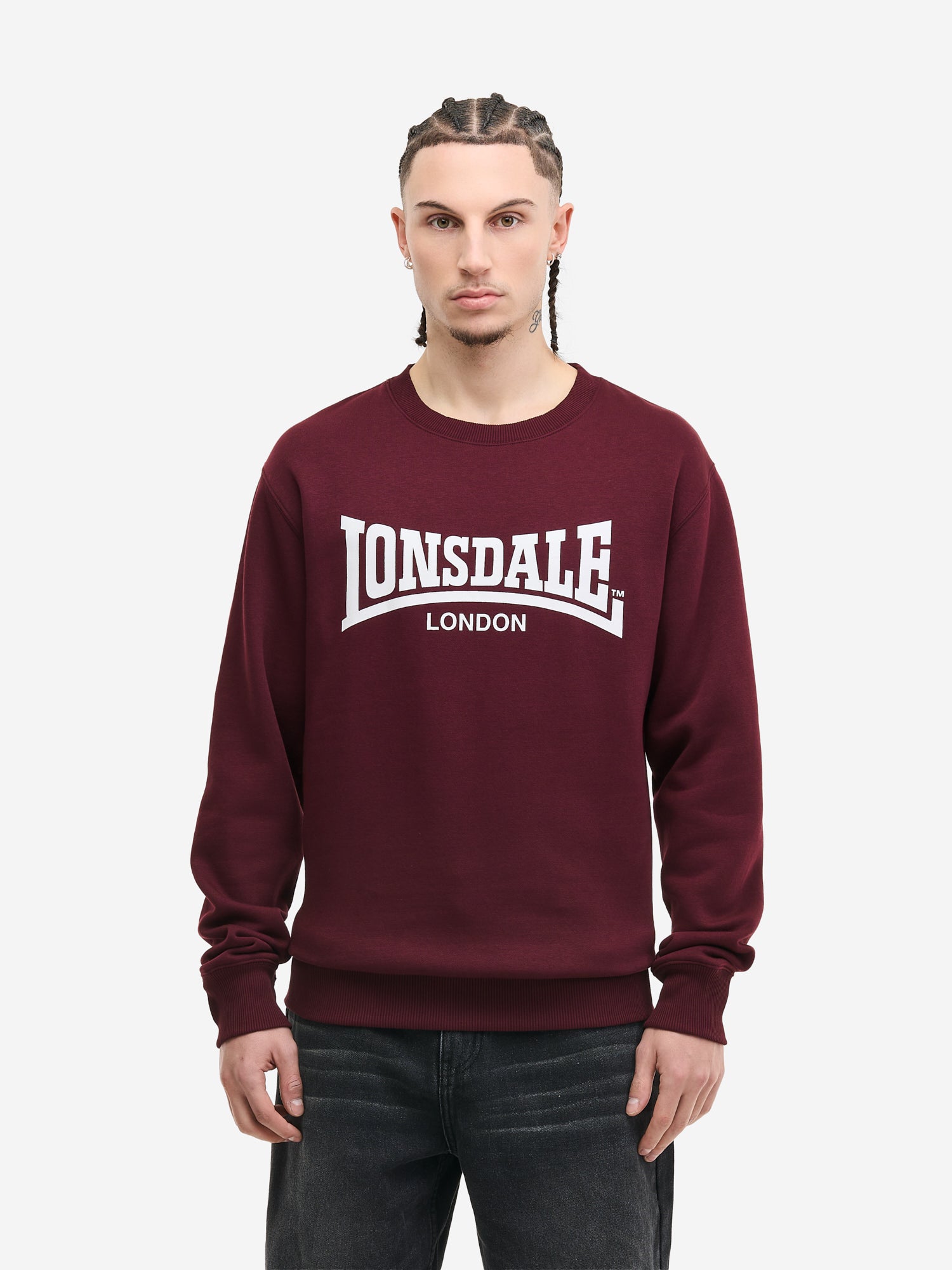 Lonsdale Sweatshirt Herren Oxblood, Slim Fit Passform, Logo-Print