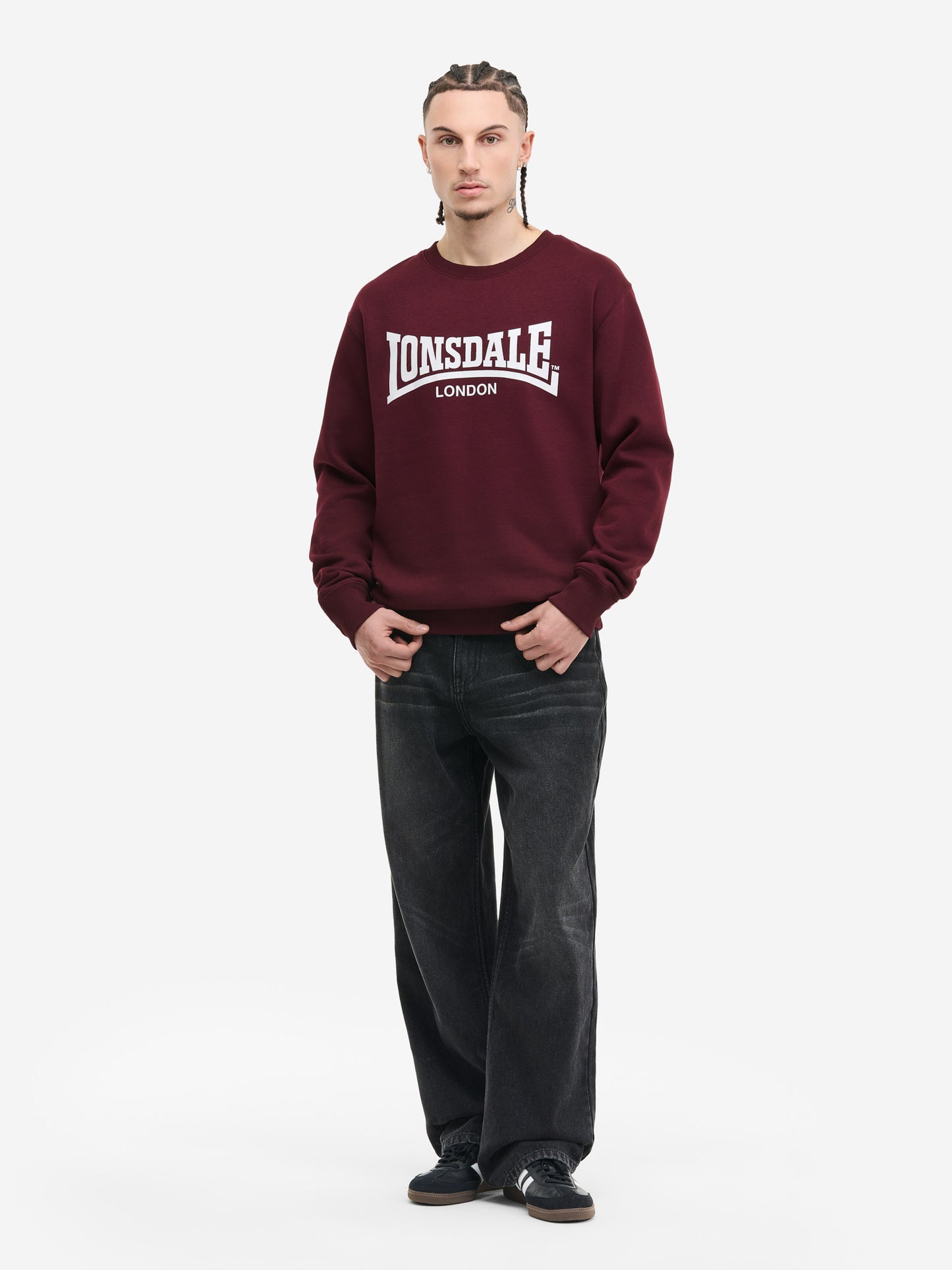 Lonsdale Sweatshirt Herren Oxblood, Slim Fit Passform, Logo-Print