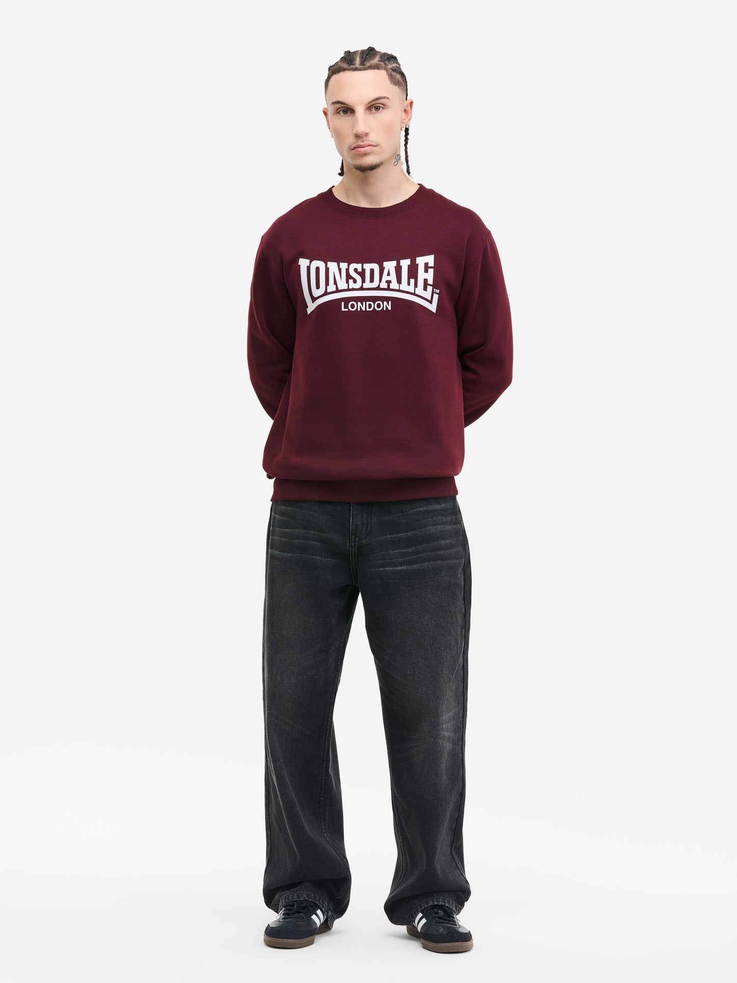 Lonsdale Sweatshirt Herren Oxblood, Slim Fit Passform, Logo-Print