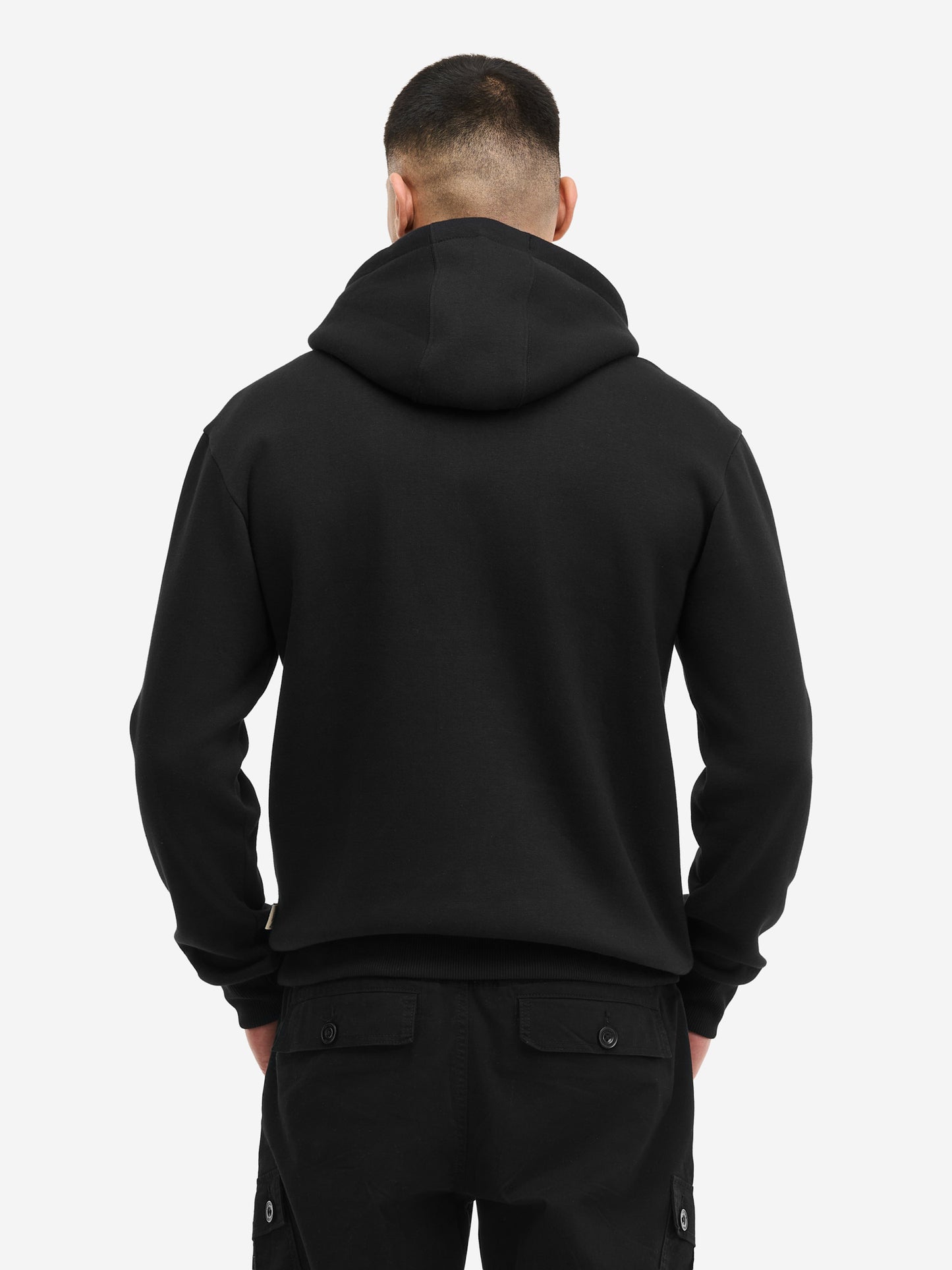 Schwarzer Lonsdale Hoodie Rückansicht, normale Passform