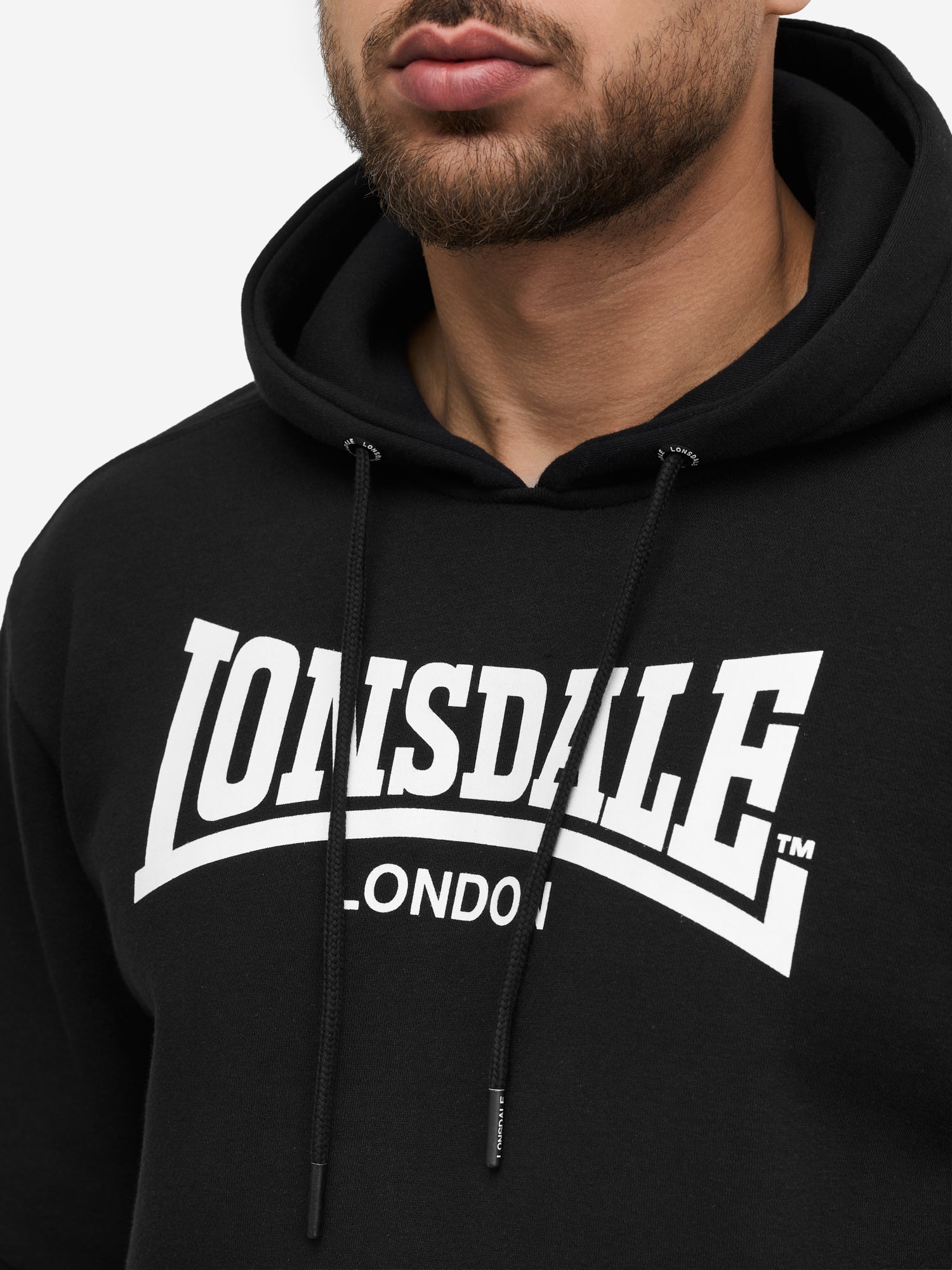 Lonsdale Hoodie Schwarz Logo-Print und Union Jack Seitenlabel