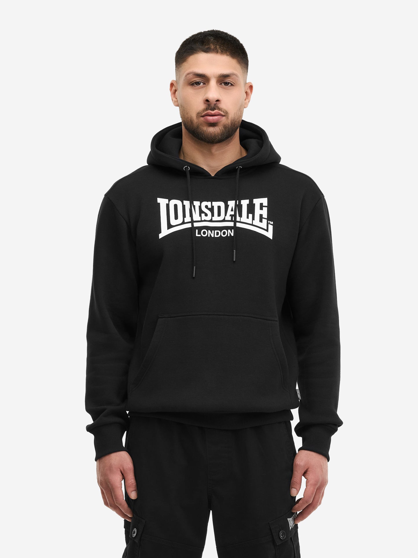 Lonsdale Herren Hoodie Schwarz mit Logo-Print