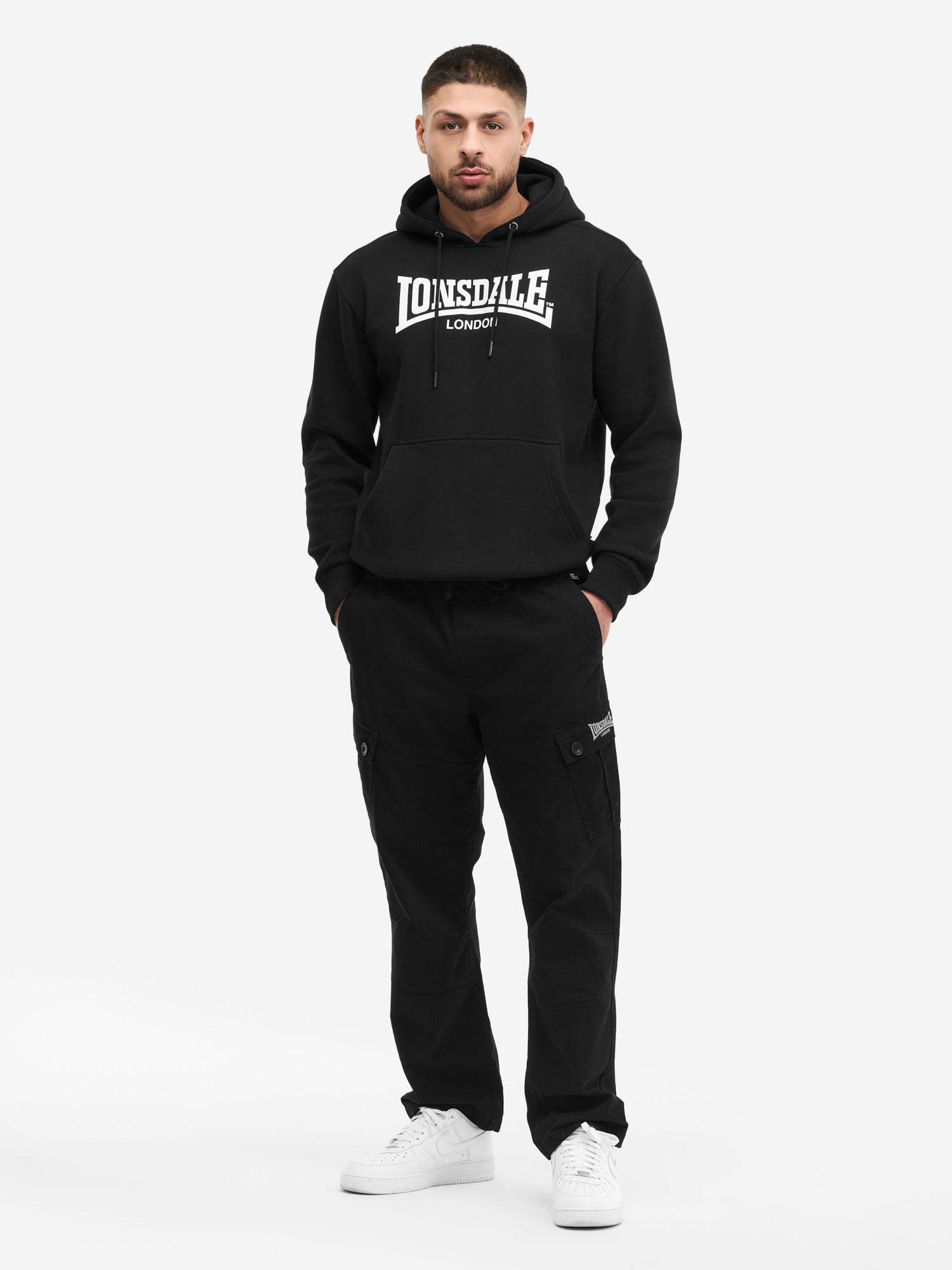 Lonsdale Herren Hoodie Schwarz mit Logo-Print