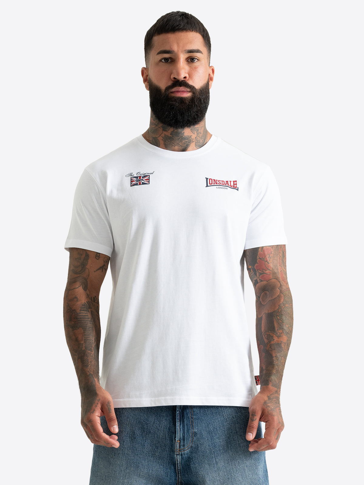 Lonsdale Herren T-Shirt in Weiss mit zwei kleinen Logo-Drucken auf der Brust.