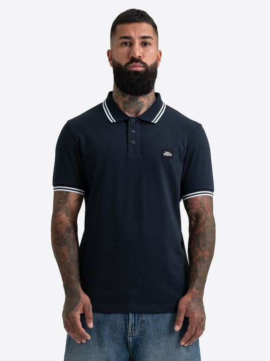 Dunkelblaues Lonsdale Herren Poloshirt mit gestreiftem Kragen