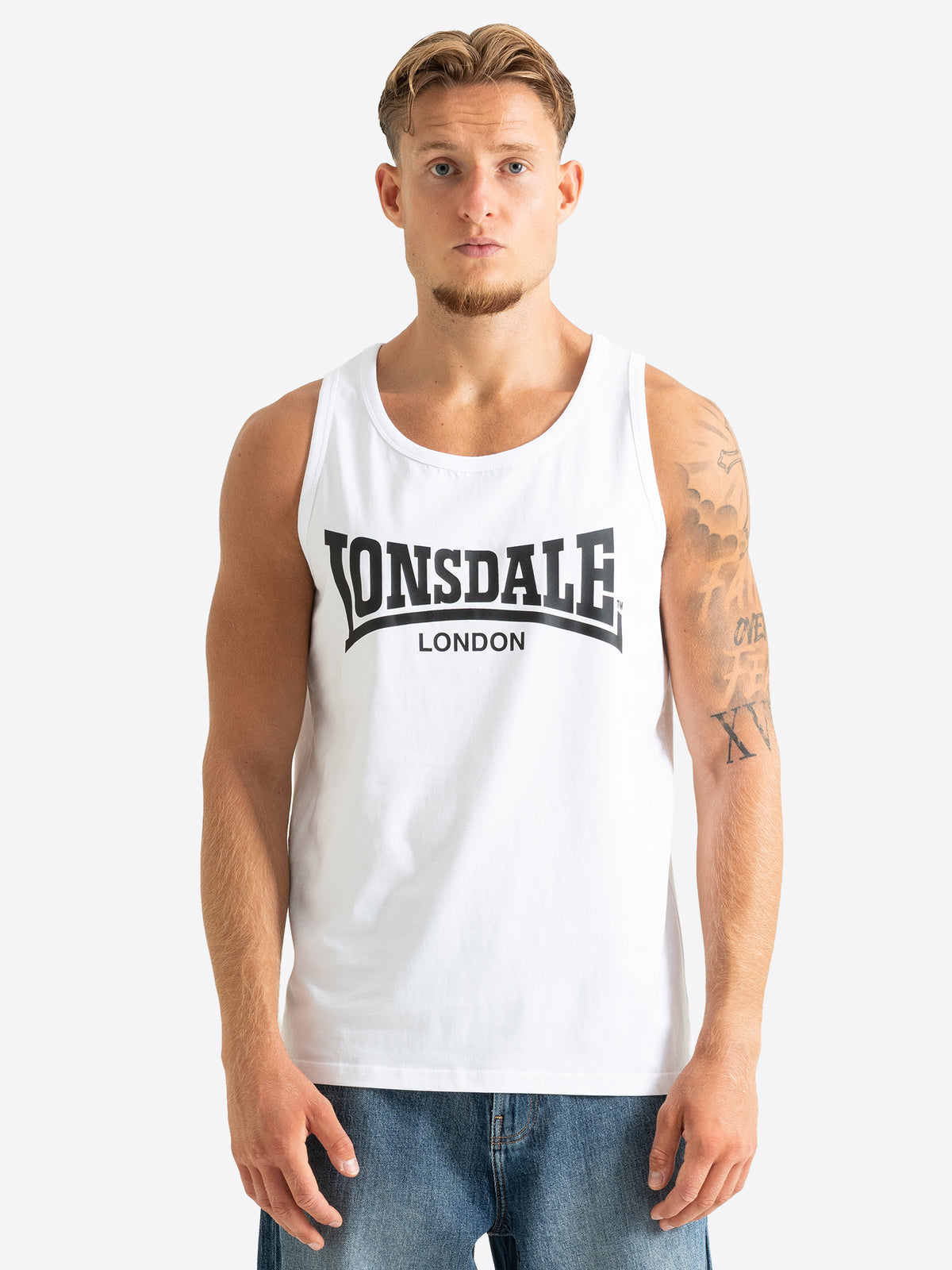 Lonsdale 117937 Neasden Herren T-Shirt & Singlet Set normale Passform Schwarz/Weiss