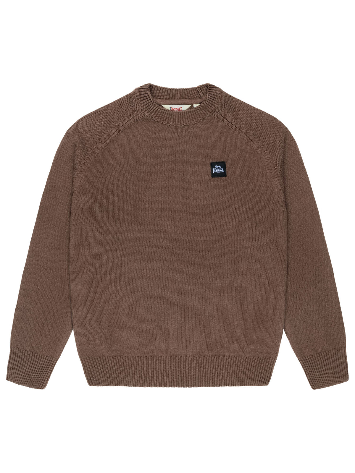 Brauner Lonsdale Herren Strickpullover mit Rundhalsausschnitt