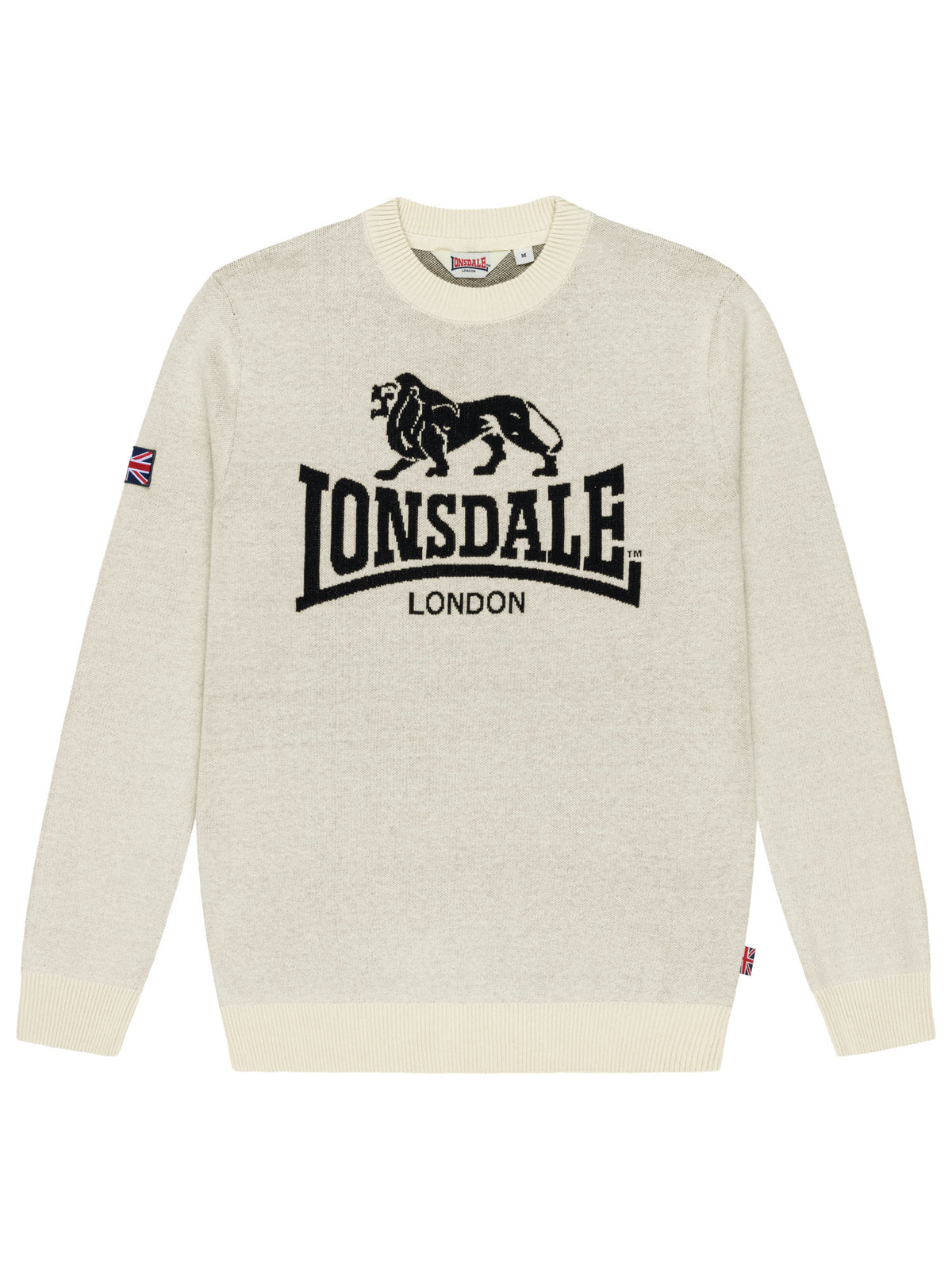 Beiger Lonsdale Herren Strickpullover mit schwarzem Logo