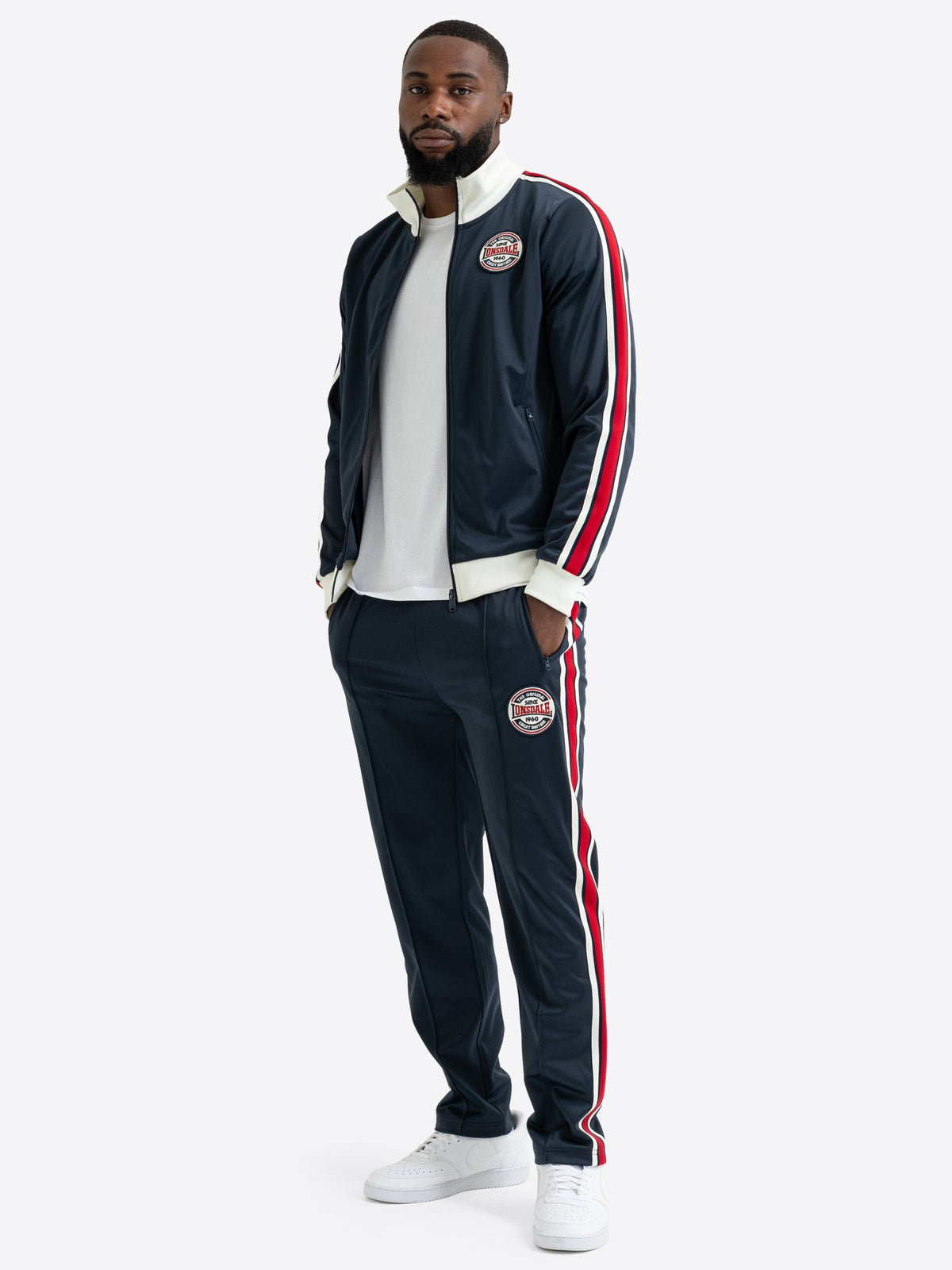 Dunkelblauer Lonsdale Jogginganzug für Herren in schmaler Passform