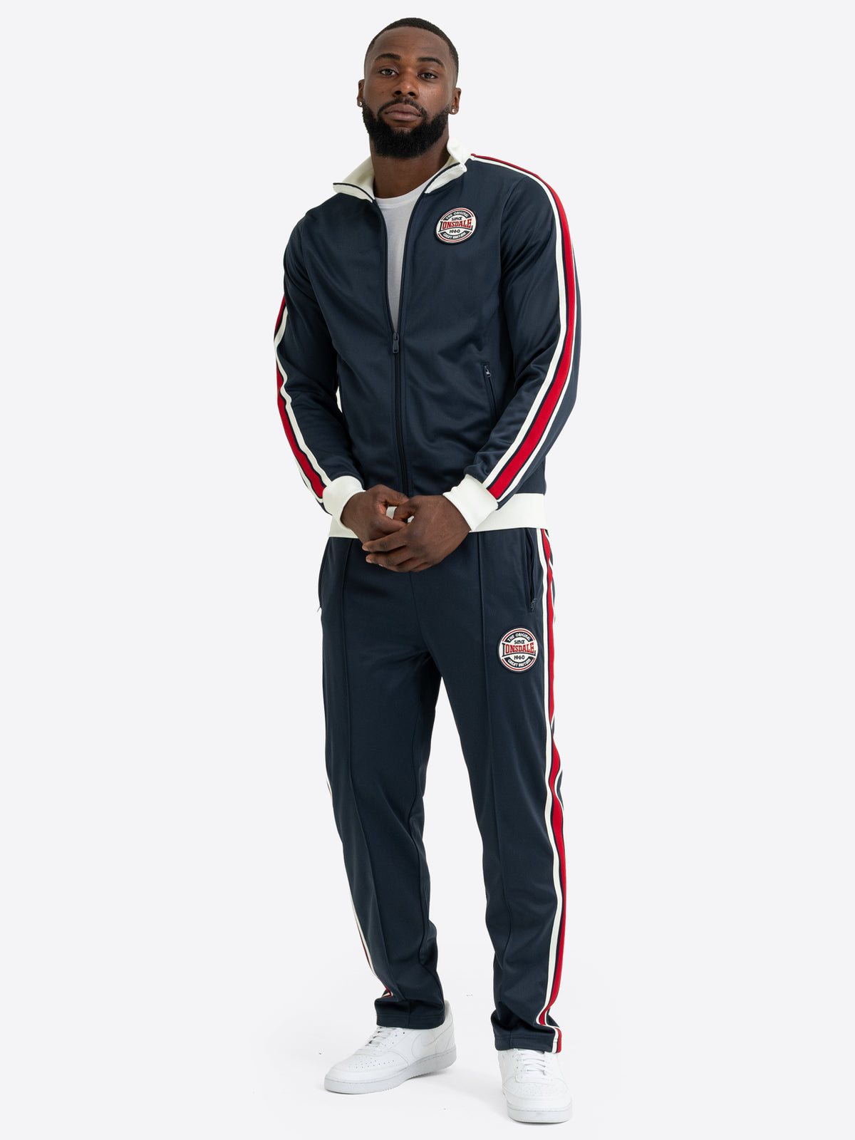 Dunkelblauer Lonsdale Jogginganzug für Herren in schmaler Passform