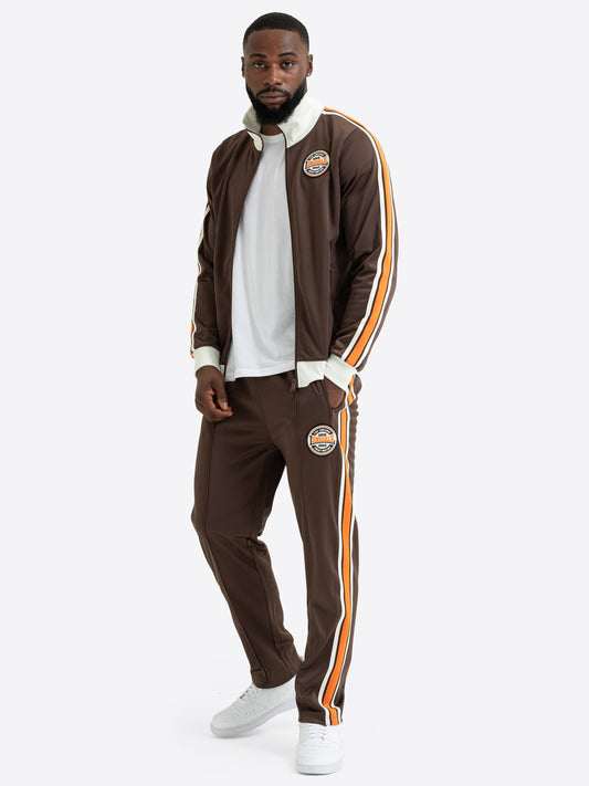 Brauner Lonsdale Jogginganzug für Herren in schmaler Passform