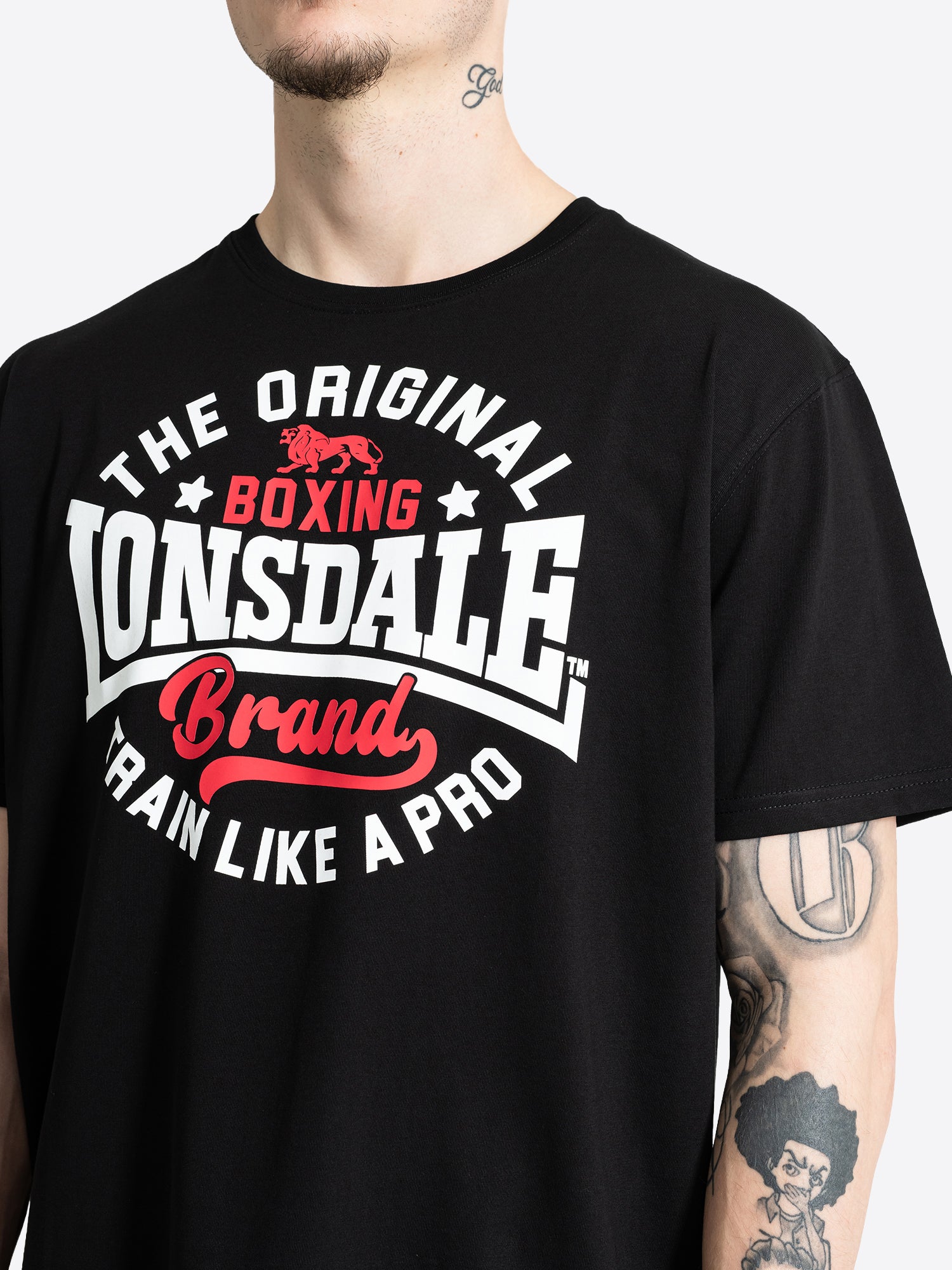 Lonsdale Herren T-Shirt schwarz mit weissem Boxing Brand Brustprint.