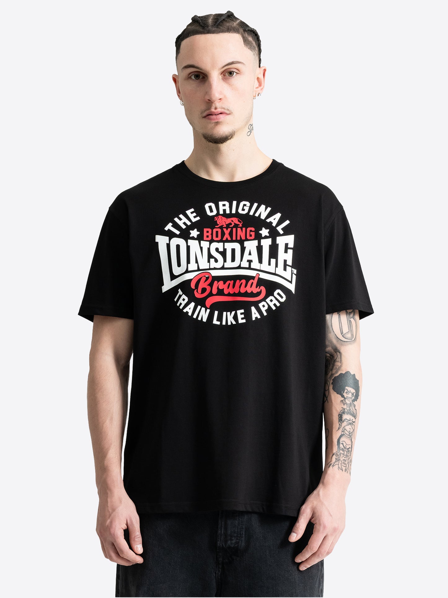 Lonsdale Herren T-Shirt schwarz mit weissem Boxing Brand Brustprint.