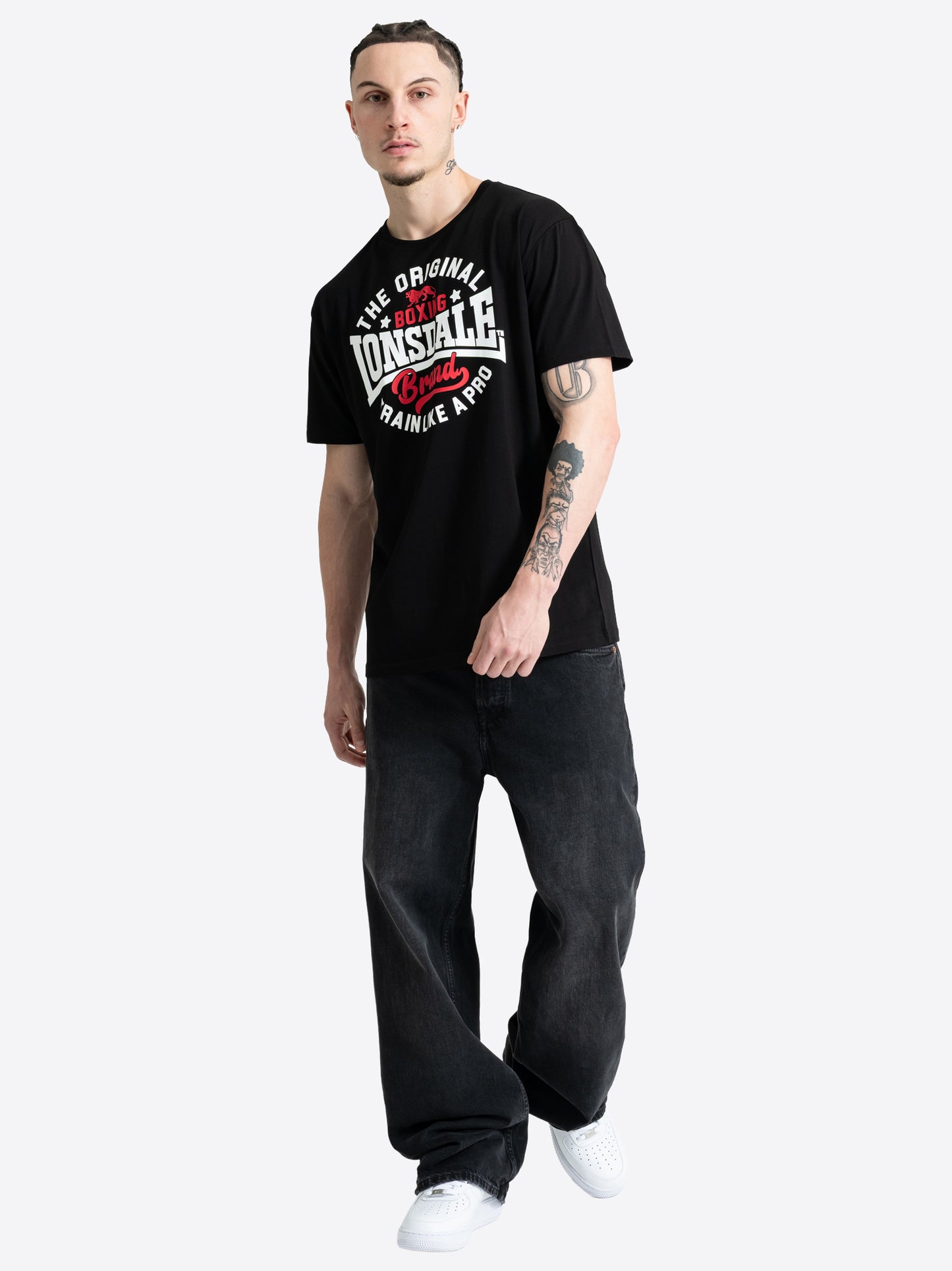 Lonsdale Herren T-Shirt schwarz mit weissem Boxing Brand Brustprint.