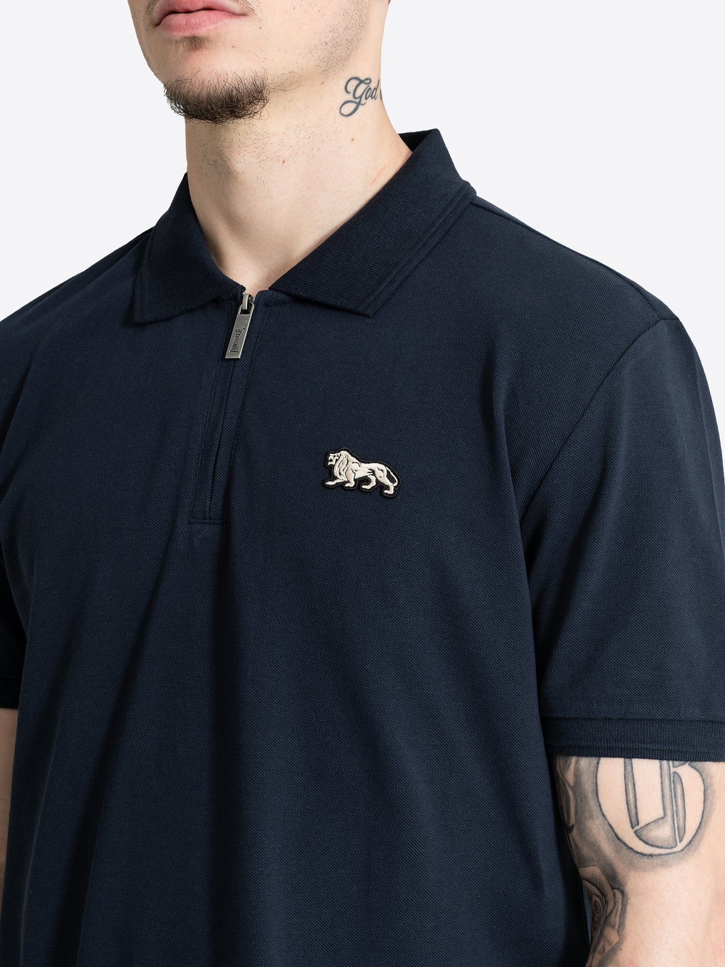 Lonsdale Herren Poloshirt in Dunkelblau mit Reissverschluss
