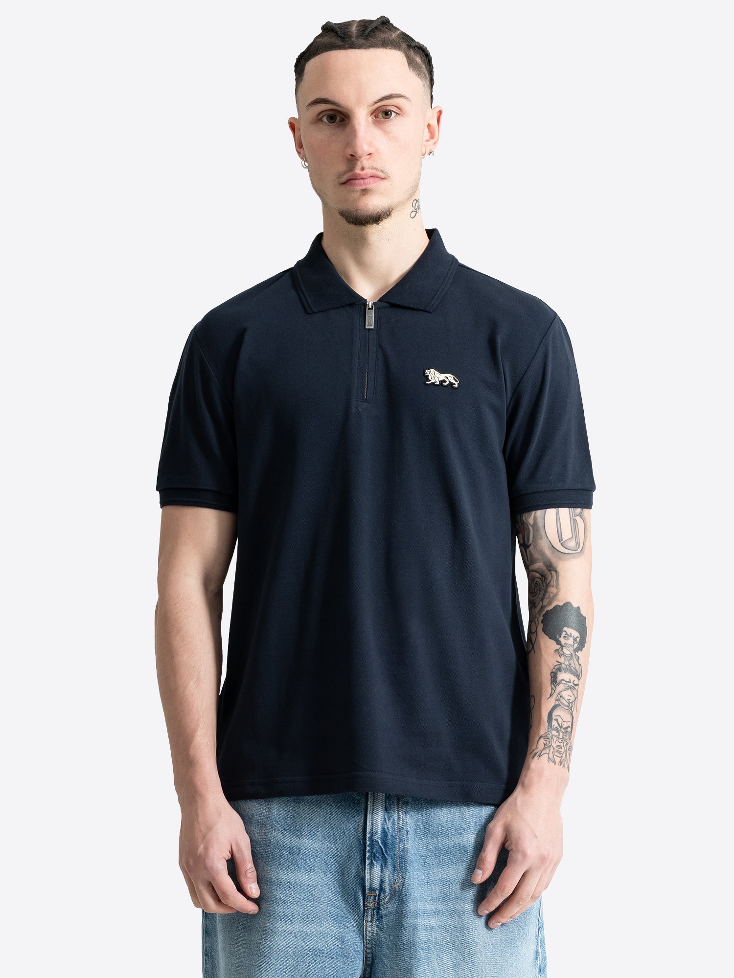 Lonsdale Herren Poloshirt in Dunkelblau mit Reissverschluss