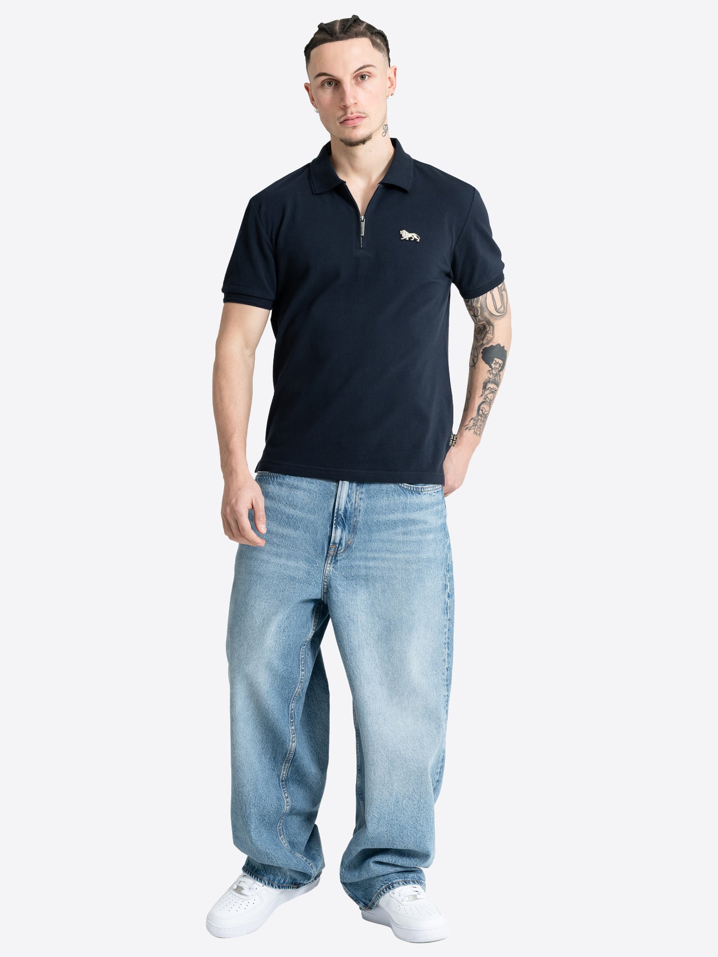 Lonsdale Herren Poloshirt in Dunkelblau mit Reissverschluss