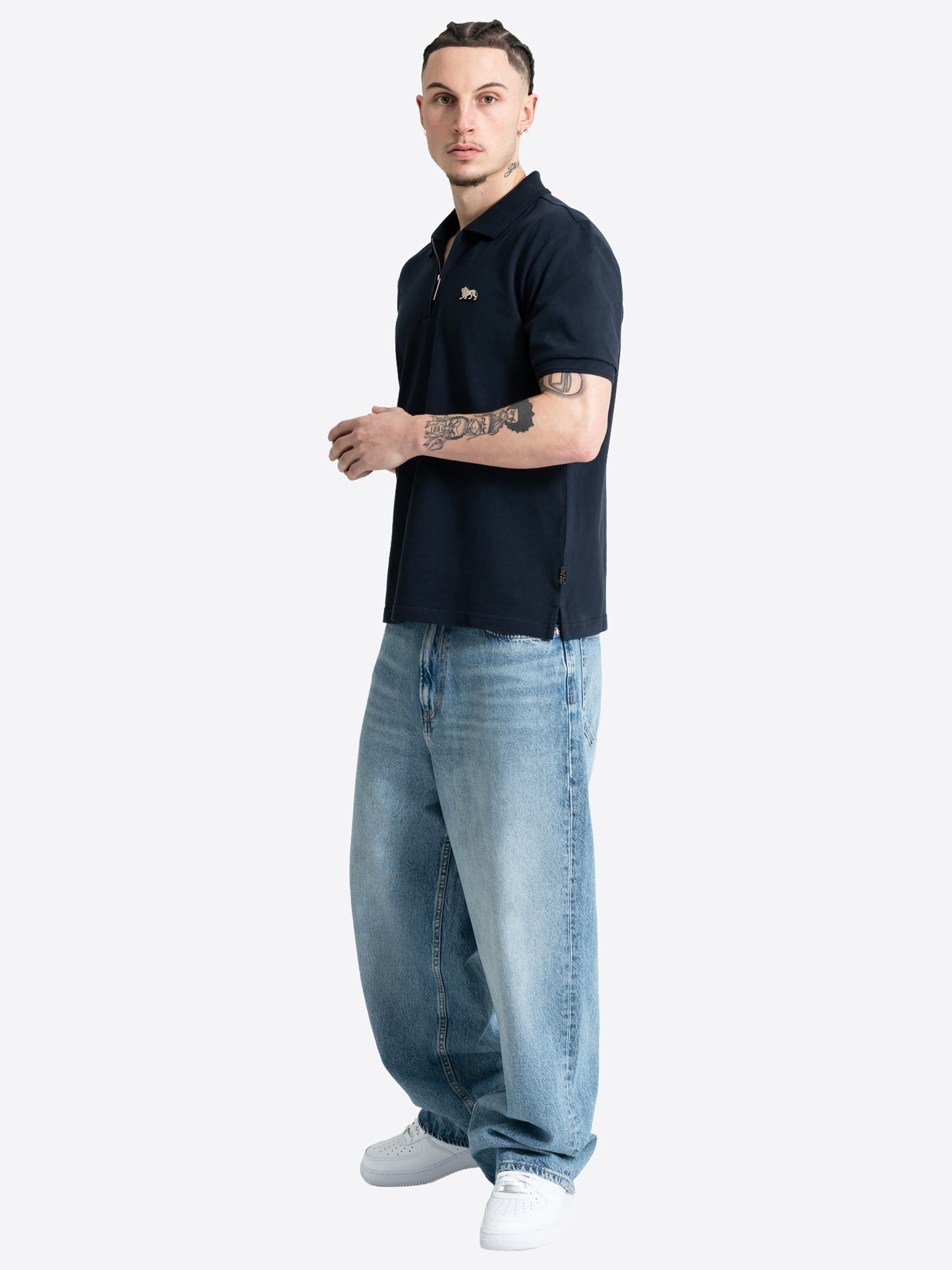 Lonsdale Herren Poloshirt in Dunkelblau mit Reissverschluss