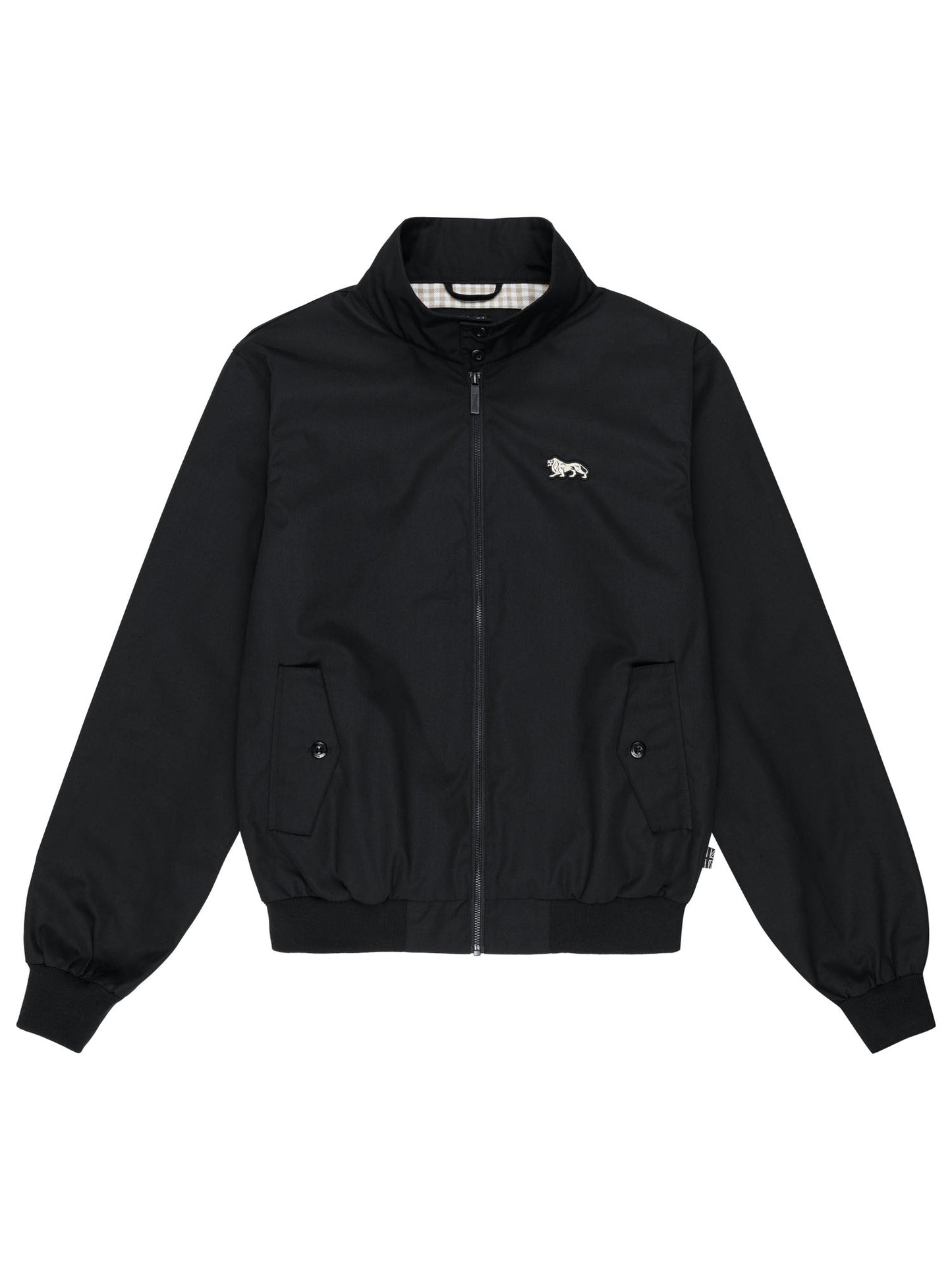 Lonsdale Herren Jacke in Schwarz mit Stehkragen und kleinem weissen Löwen Logo