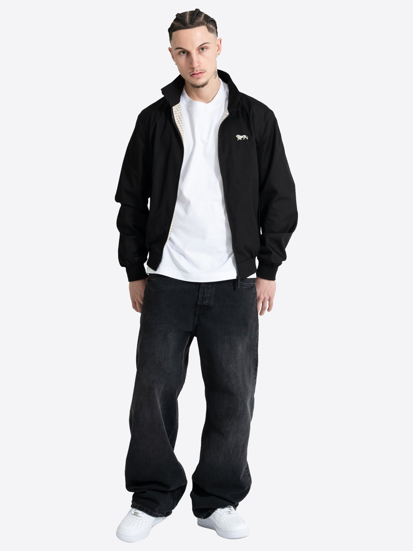 Lonsdale Herren Jacke in Schwarz mit Stehkragen und kleinem weissen Löwen Logo