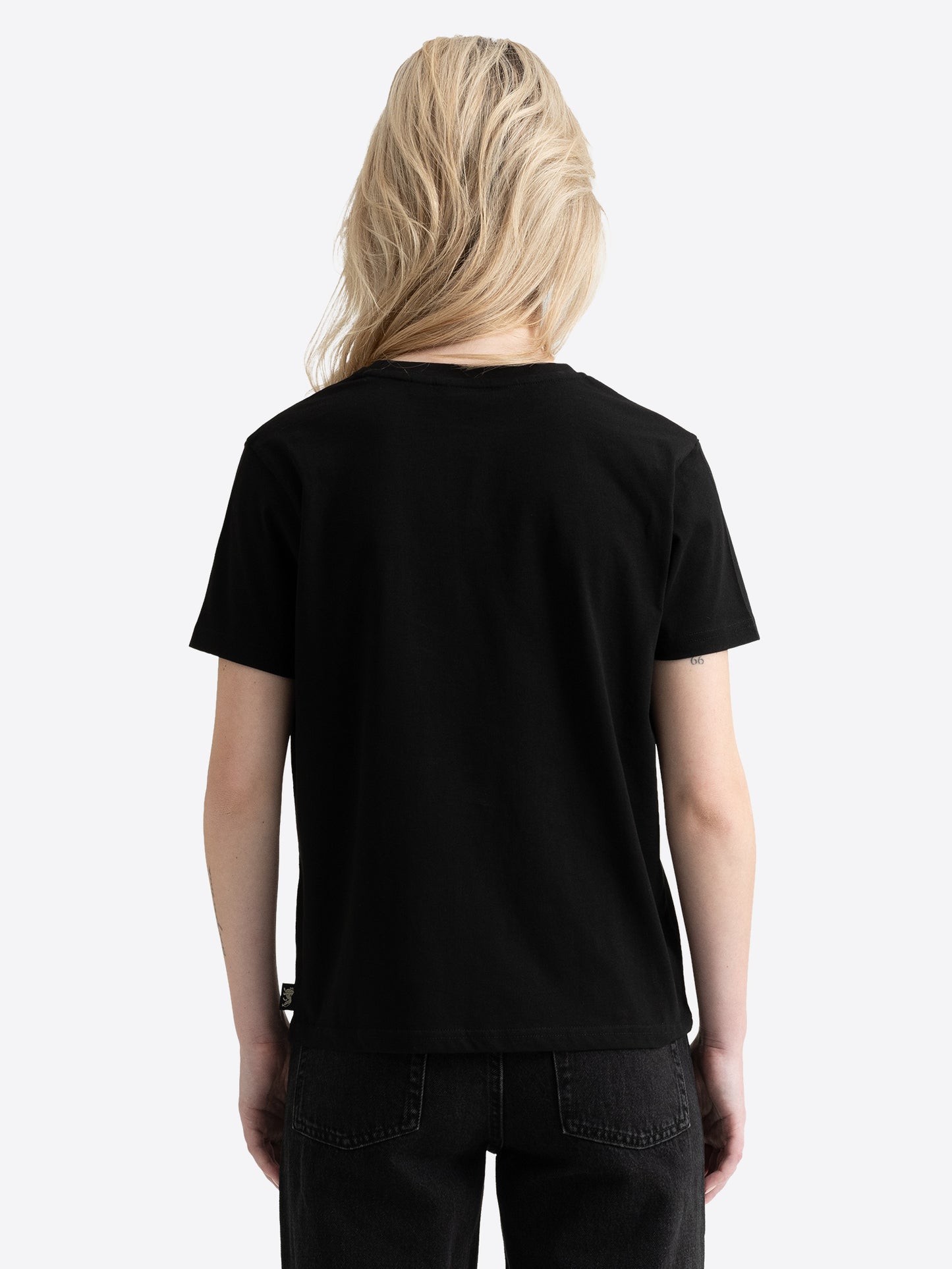 Lonsdale Damen T-Shirt Schwarz – Rückansicht des schlichten Baumwoll-Shirts mit normaler Passform.