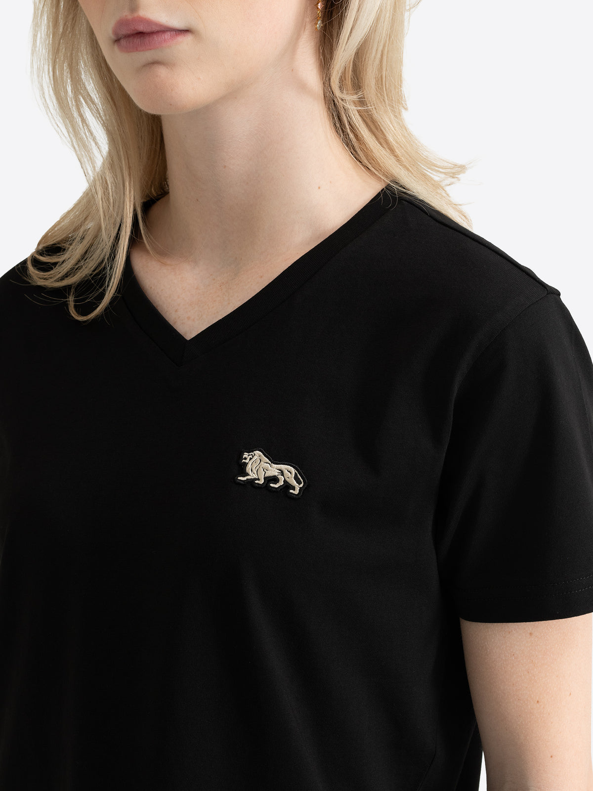 Lonsdale Löwen-Logo auf schwarzem Damen T-Shirt