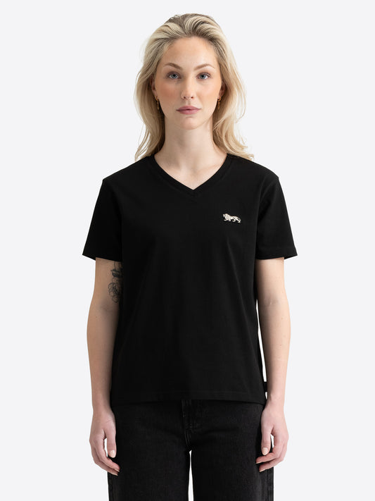 Schwarzes Lonsdale Damen T-Shirt mit V-Ausschnitt