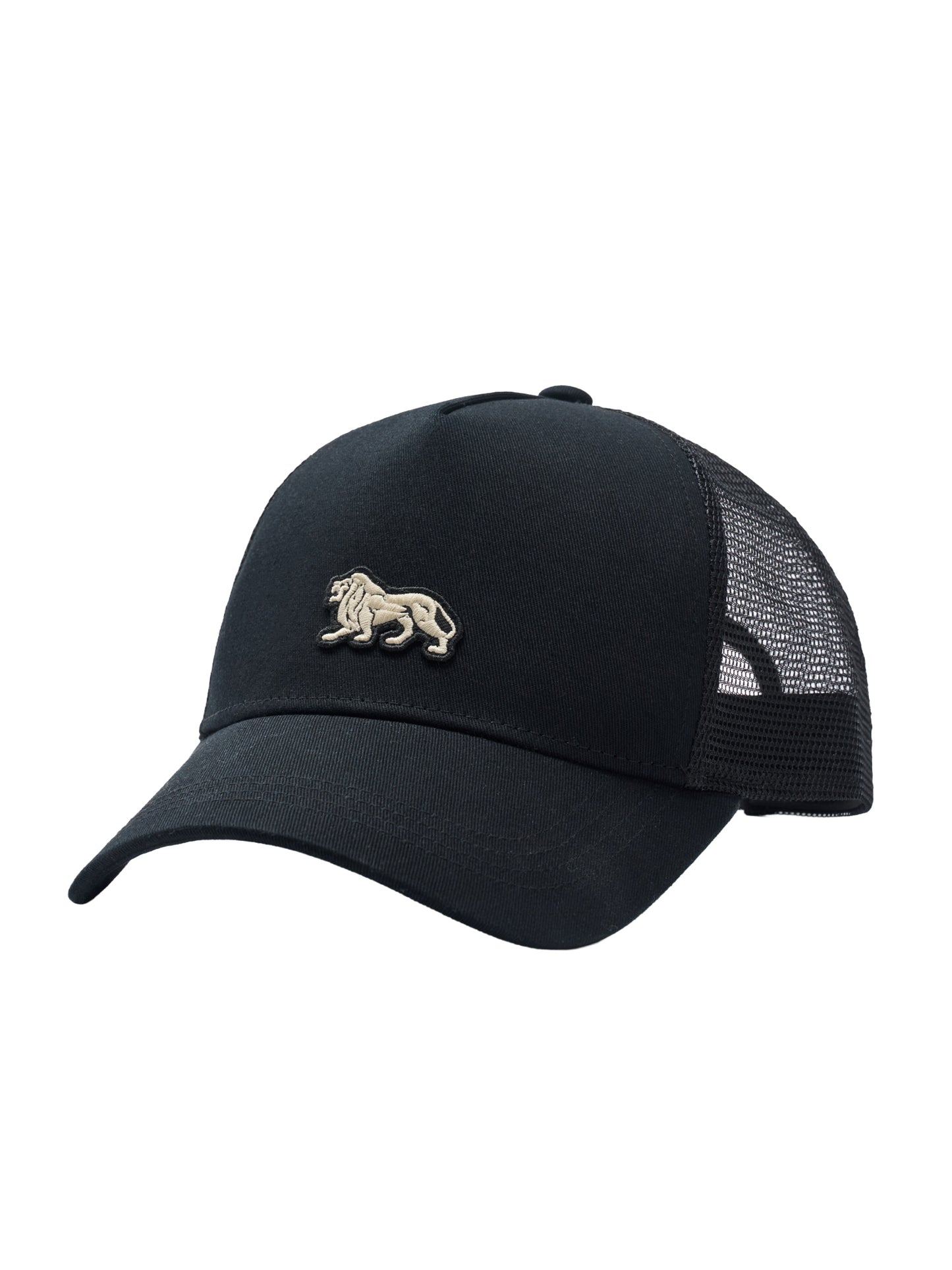 Schwarzes Lonsdale London Trucker Cap mit Löwen-Aufnäher. Sportliche Herren-Kappe im Schweizer Online-Shop kaufen.