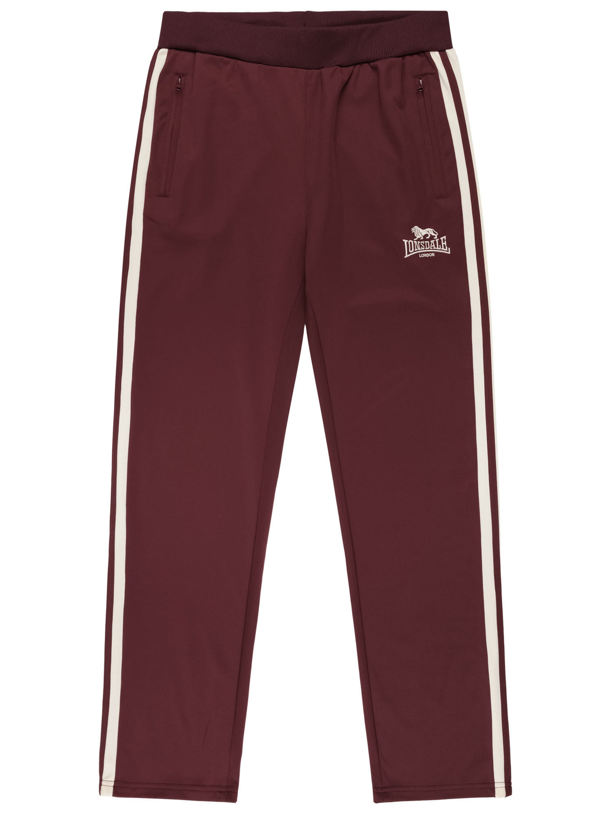 Lonsdale Jogginghose Herren Oxblood – Weinrote Trainingshose mit Logo und Seitenstreifen.