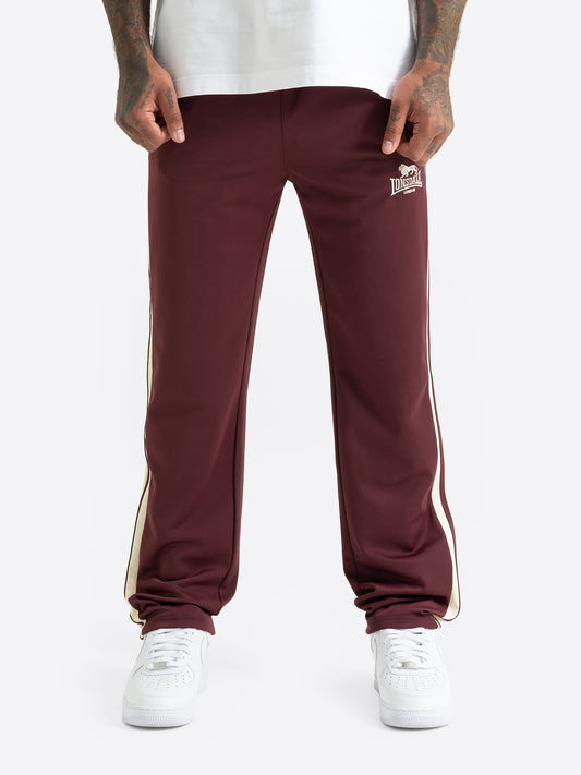 Lonsdale Jogginghose Herren Oxblood – Weinrote Trainingshose mit Logo und Seitenstreifen.