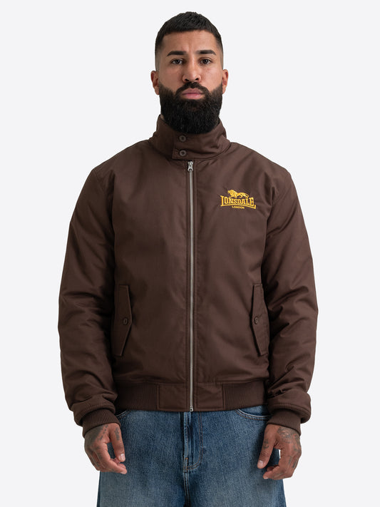 Braune Lonsdale Herren Jacke mit Logo-Stickerei und schmaler Passform