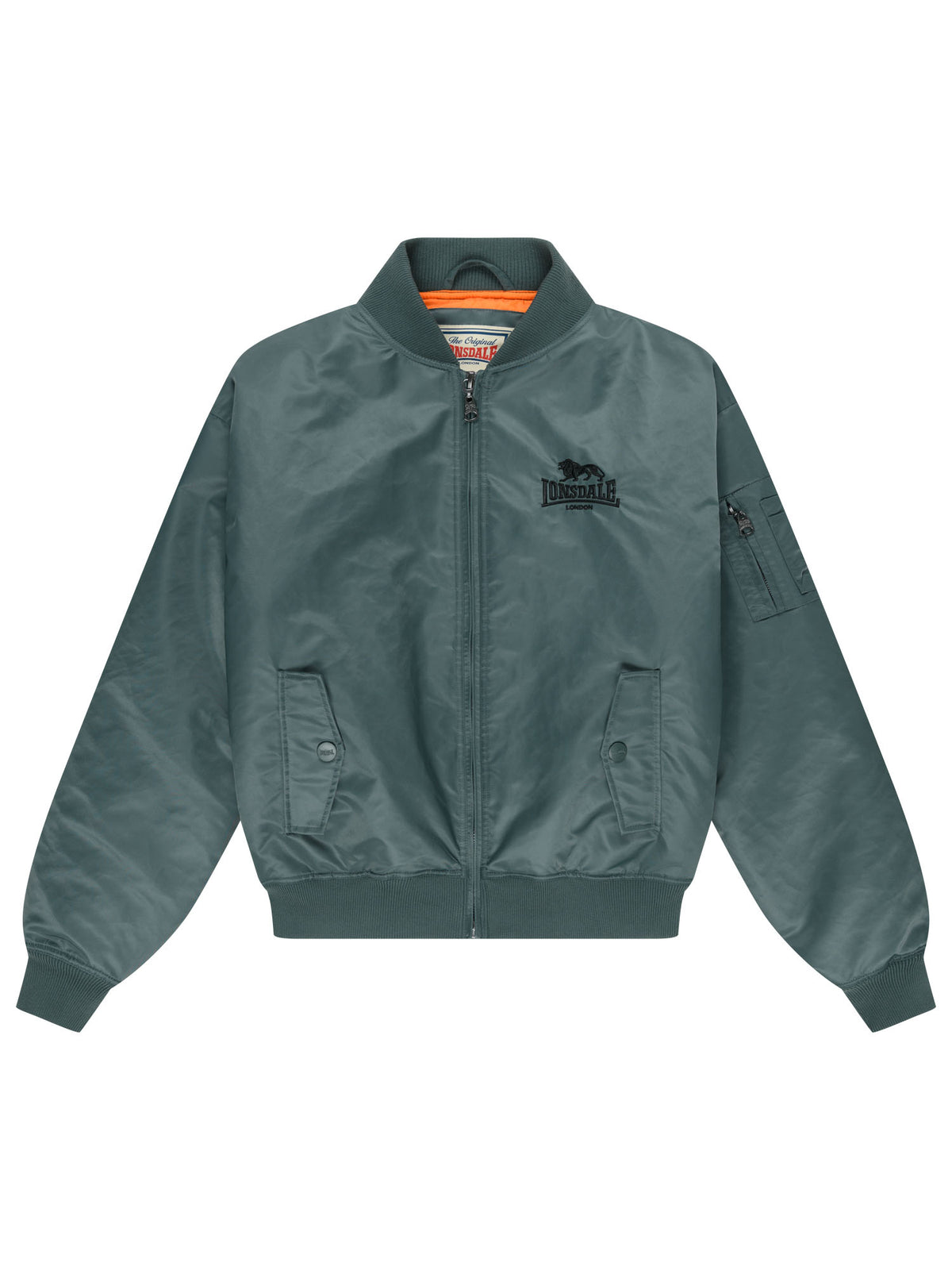 Olivgrüne Lonsdale Bomberjacke für Männer mit lässiger Boxy Fit Passform.