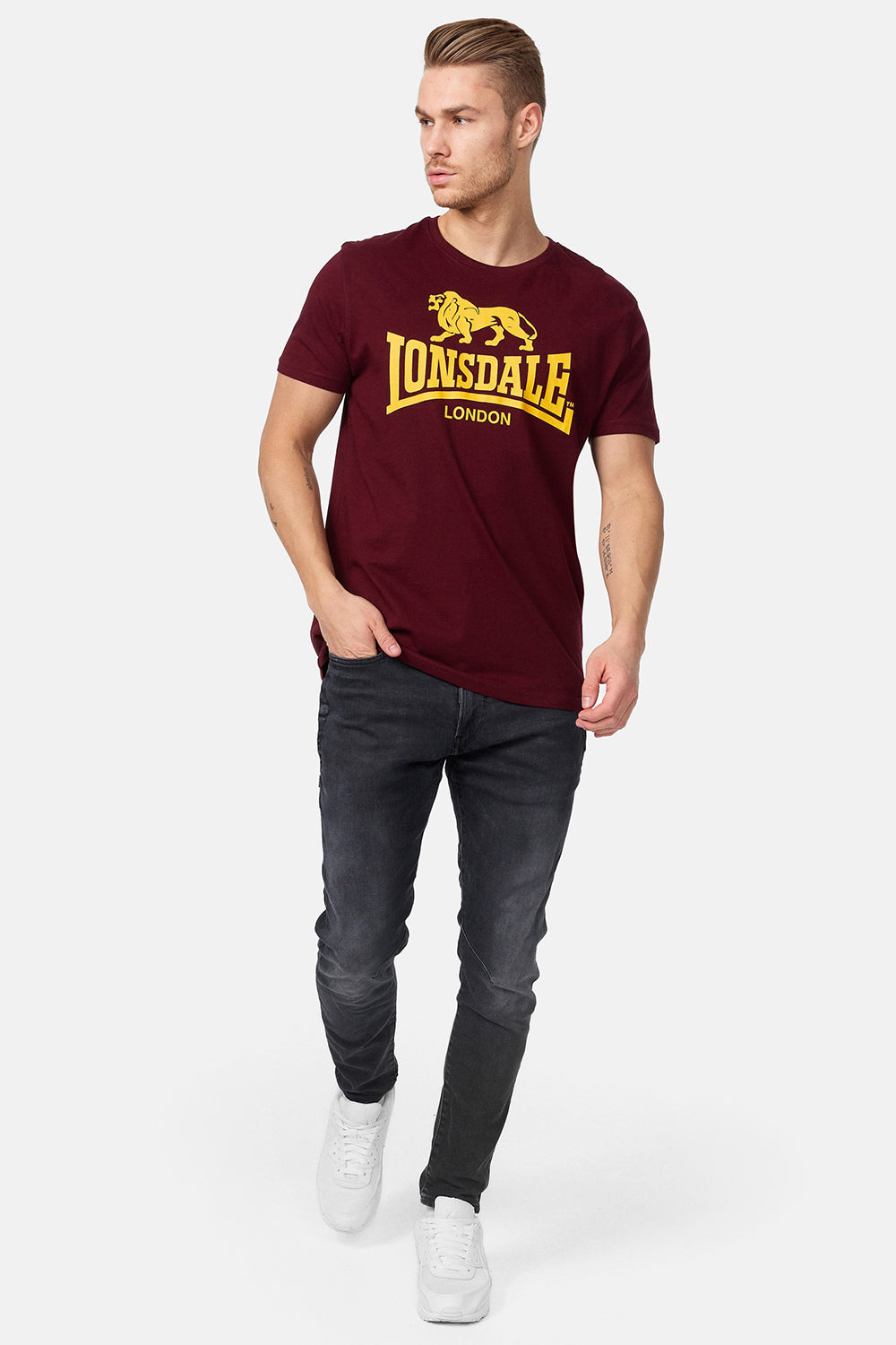 Lonsdale 119083 Regular Logo T-Shirt Vintage Oxblood