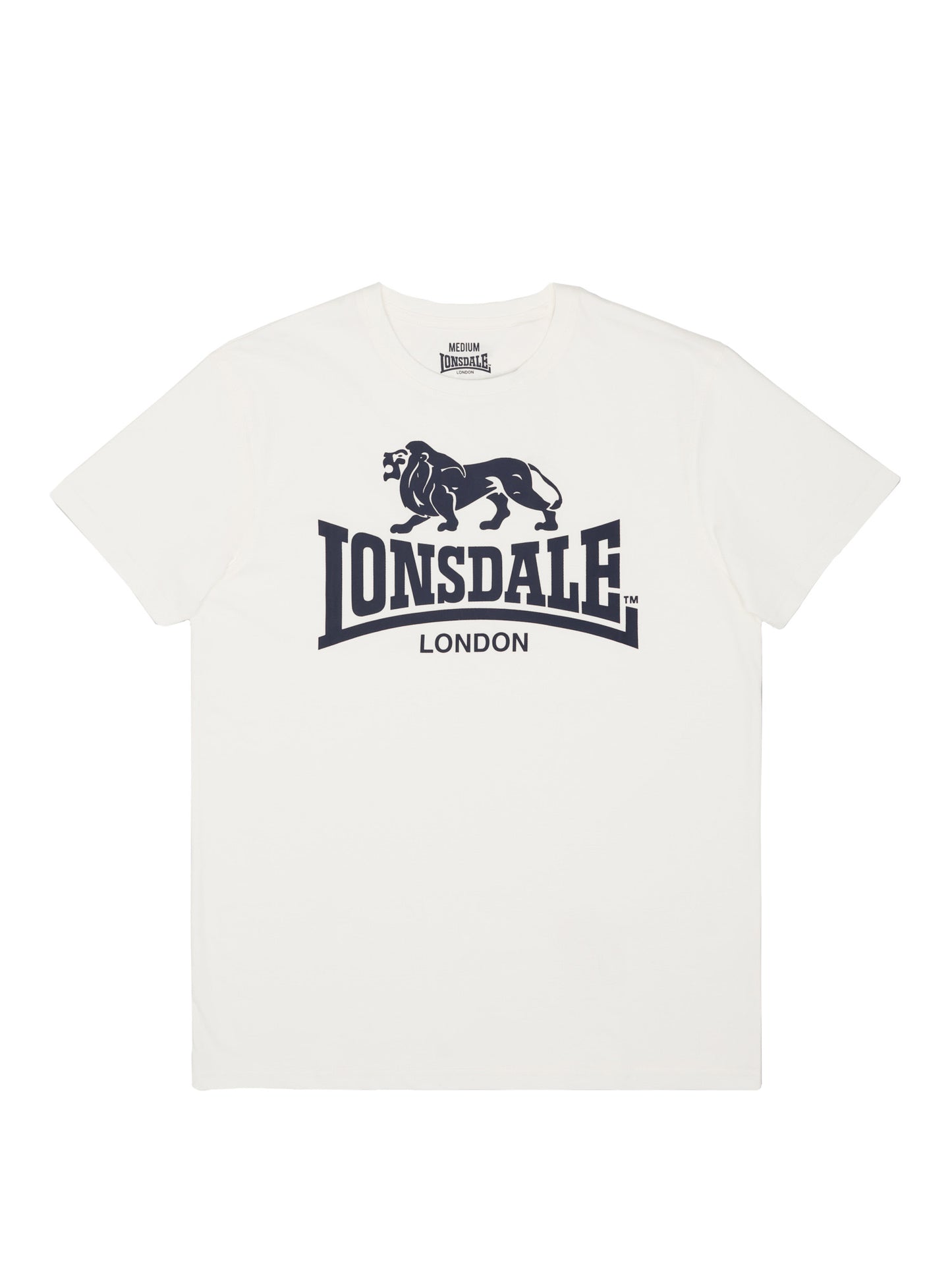 Lonsdale T-Shirt Ecru mit Logo-Brustprint und kleinem Markenprint im Nacken.