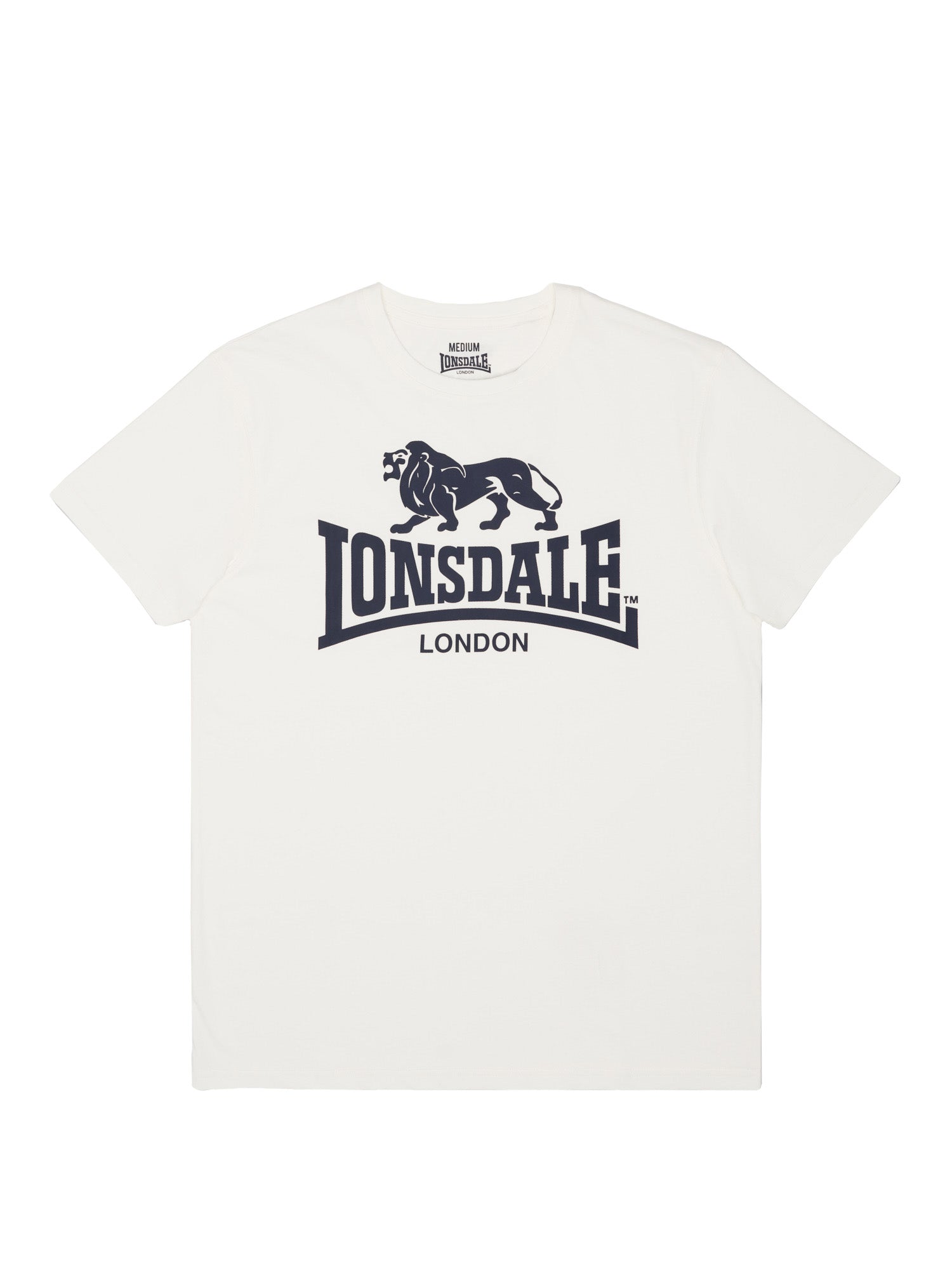 Lonsdale T-Shirt Ecru mit Logo-Brustprint und kleinem Markenprint im Nacken.