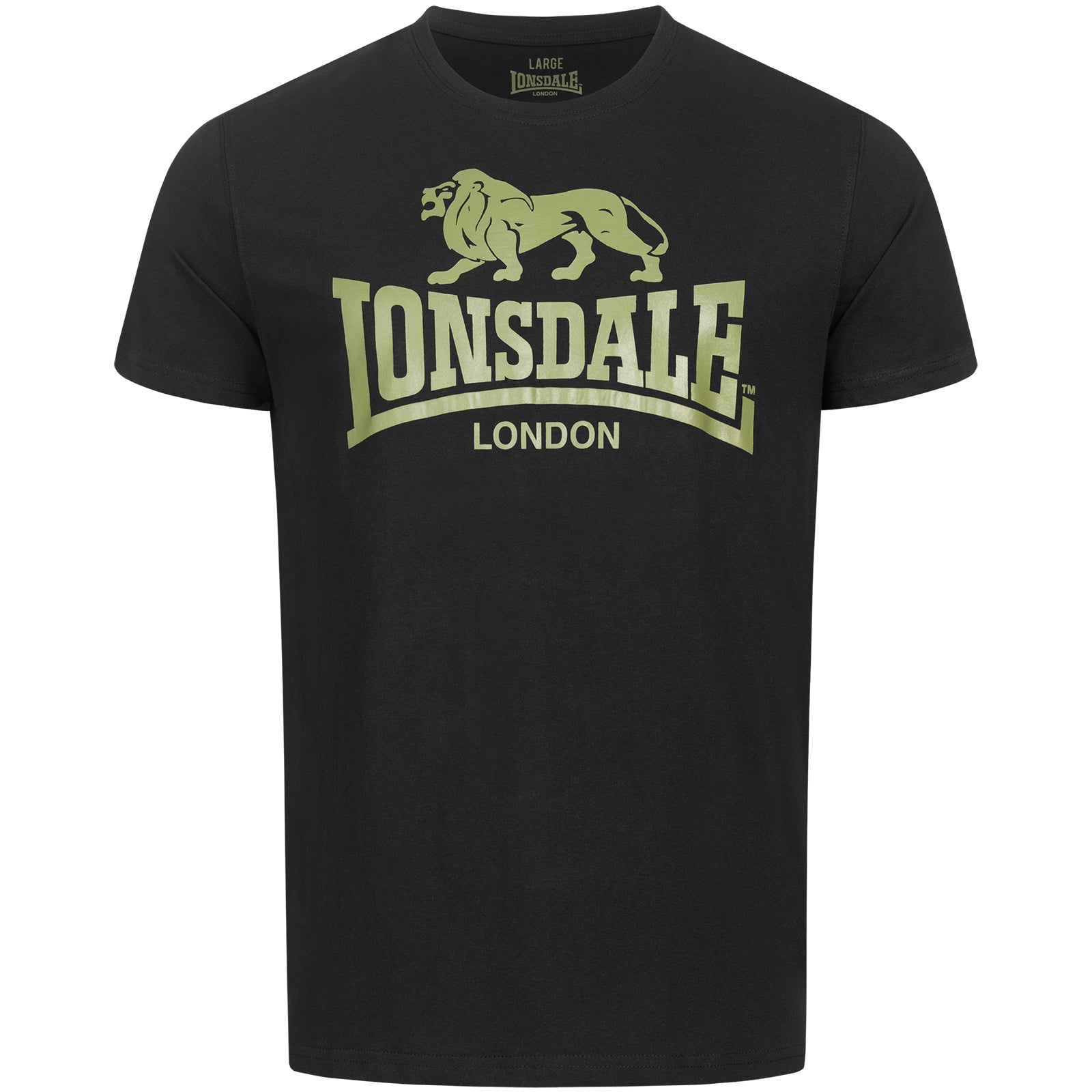 Lonsdale London T-Shirt Regular Logo mit Front-Logo-Aufdruck und kleinem Löwen-Backprint, sportlich-freizeitlicher Stil