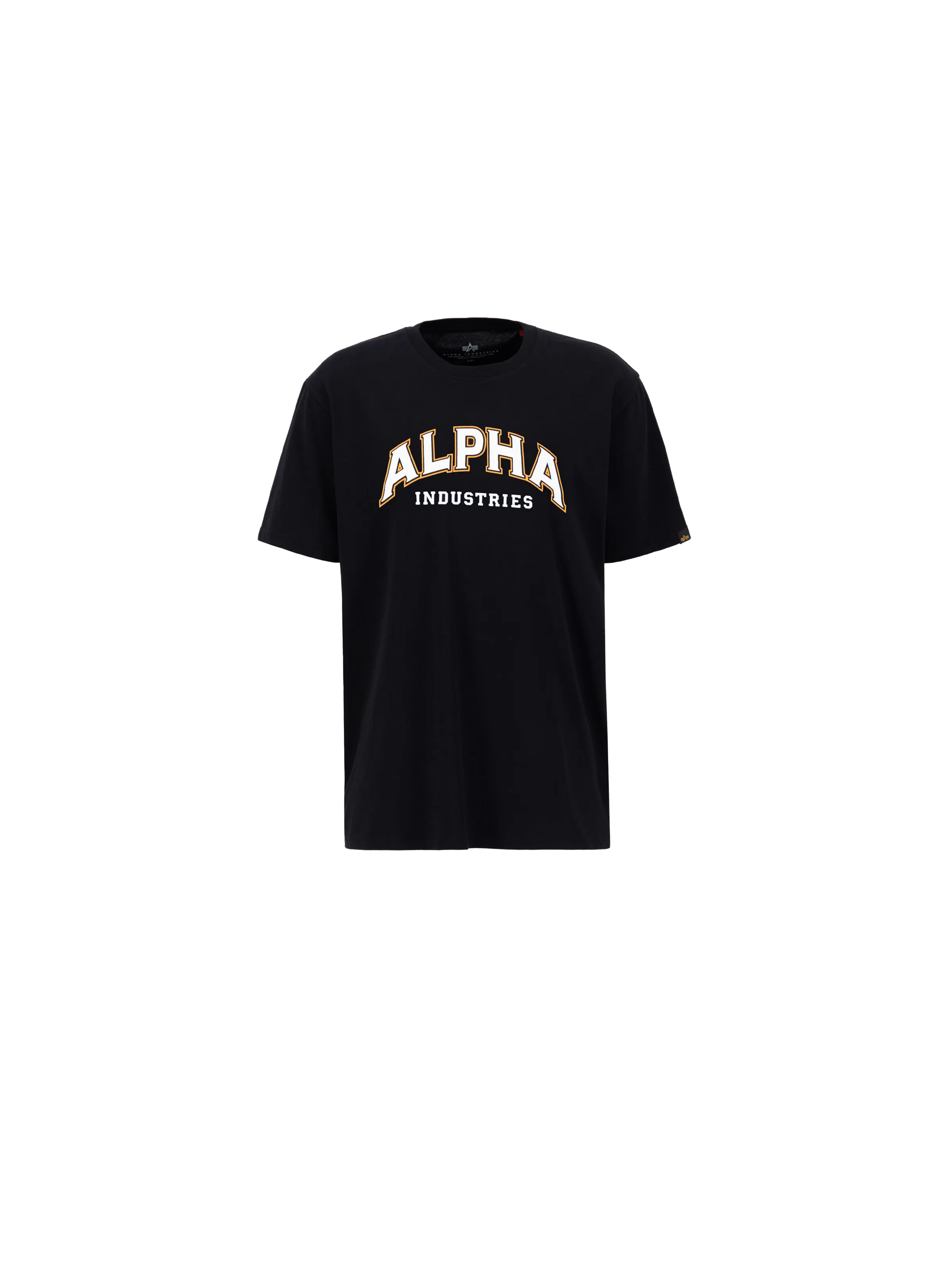 Alpha Industries College T-Shirt – Loose Fit Frontansicht mit Logo-Print schwarz