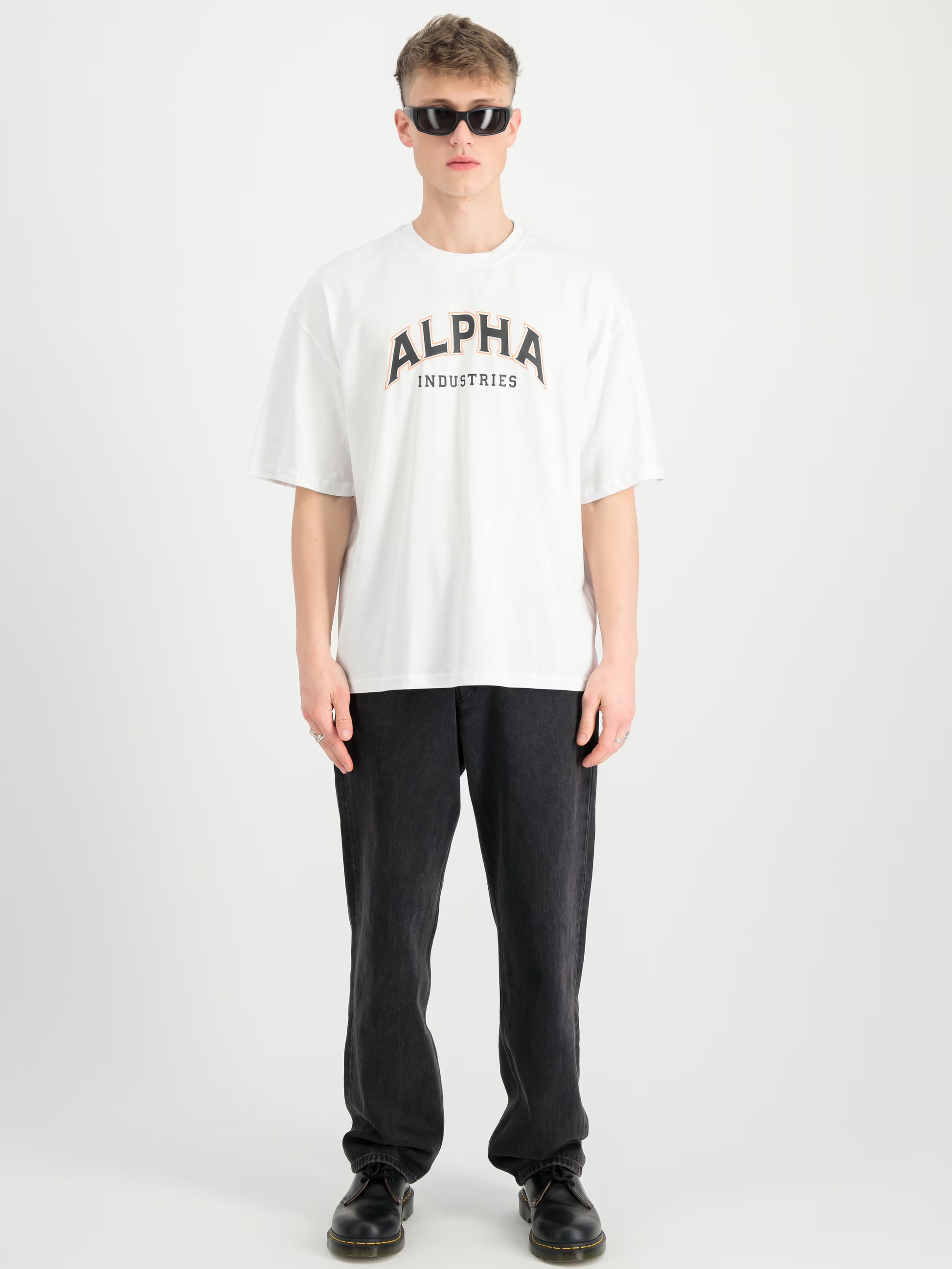 Alpha Industries Siebdruck auf der Brust – College T-Shirt Loose Fit white