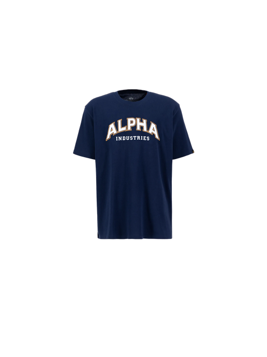 Alpha Industries College T-Shirt – Loose Fit Frontansicht mit Logo-Print navy blau
