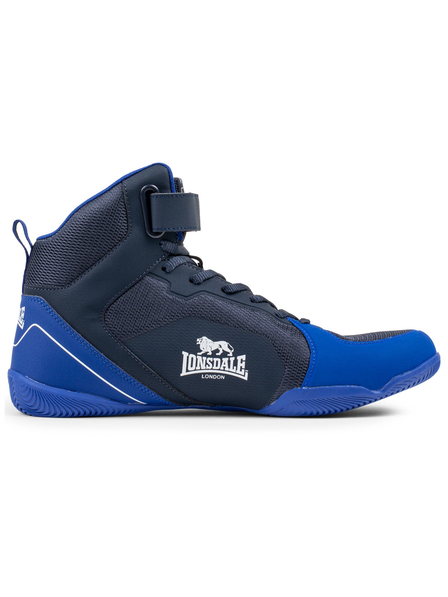 Lonsdale Boxschuhe Navy/Blau aus leichtem PU/Mesh mit stabilem Halt und normalem Schaft.