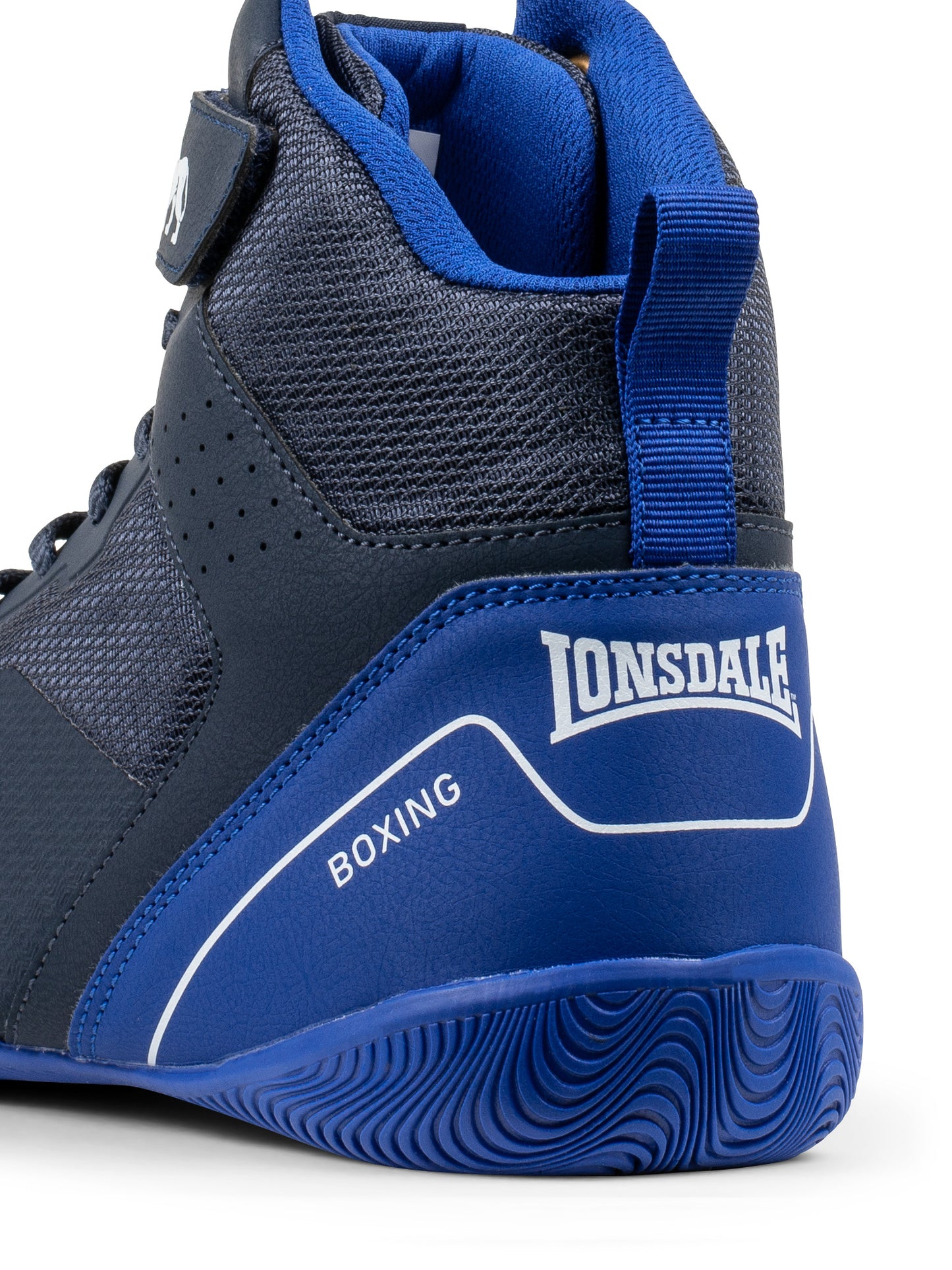 Lonsdale Boxschuhe Navy/Blau aus leichtem PU/Mesh mit stabilem Halt und normalem Schaft.