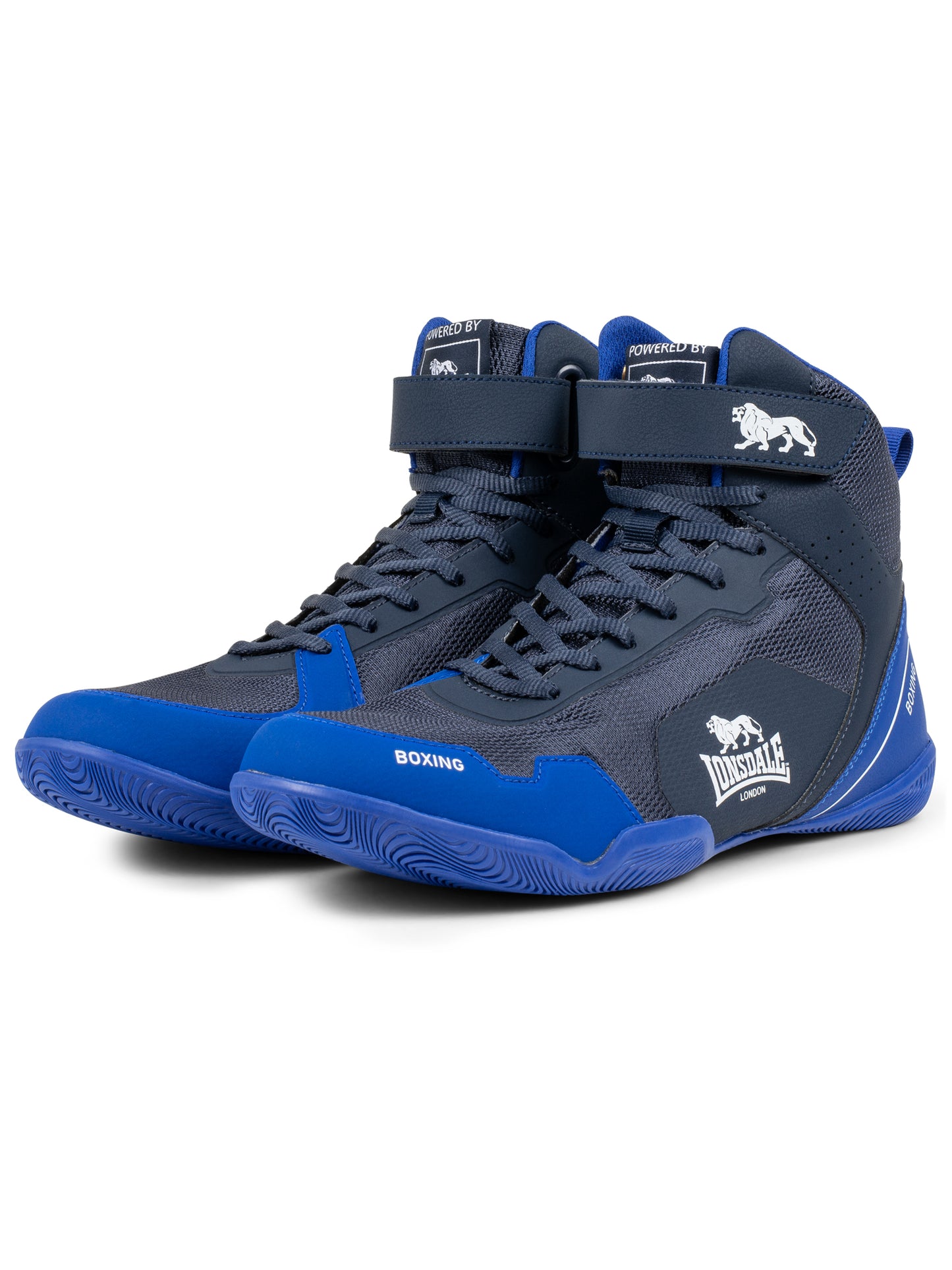 Lonsdale Boxschuhe Navy/Blau aus leichtem PU/Mesh mit stabilem Halt und normalem Schaft.