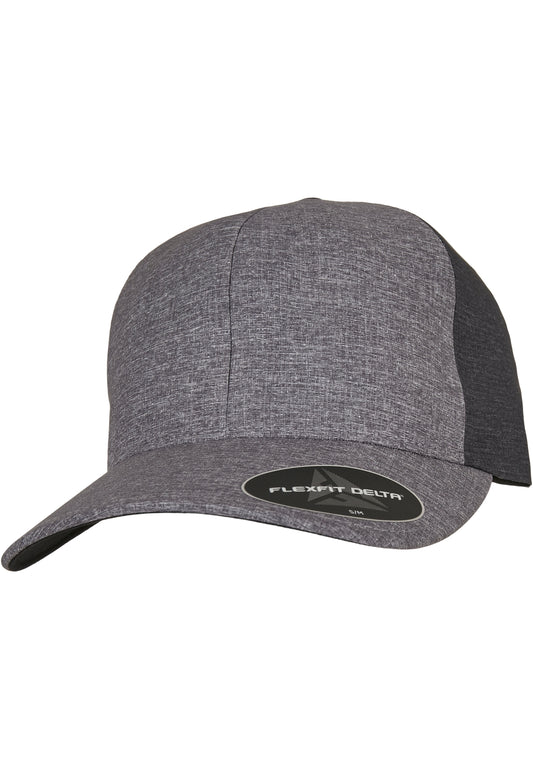 Flexfit Delta Carbon Cap in 2-Tone Melange Blue und Charcoal in der Dreiviertelansicht von vorne