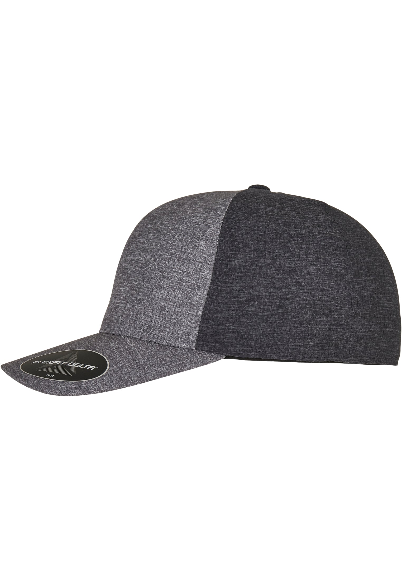 Flexfit Delta Carbon Cap in 2-Tone Melange Blue und Charcoal in der Seitenansicht