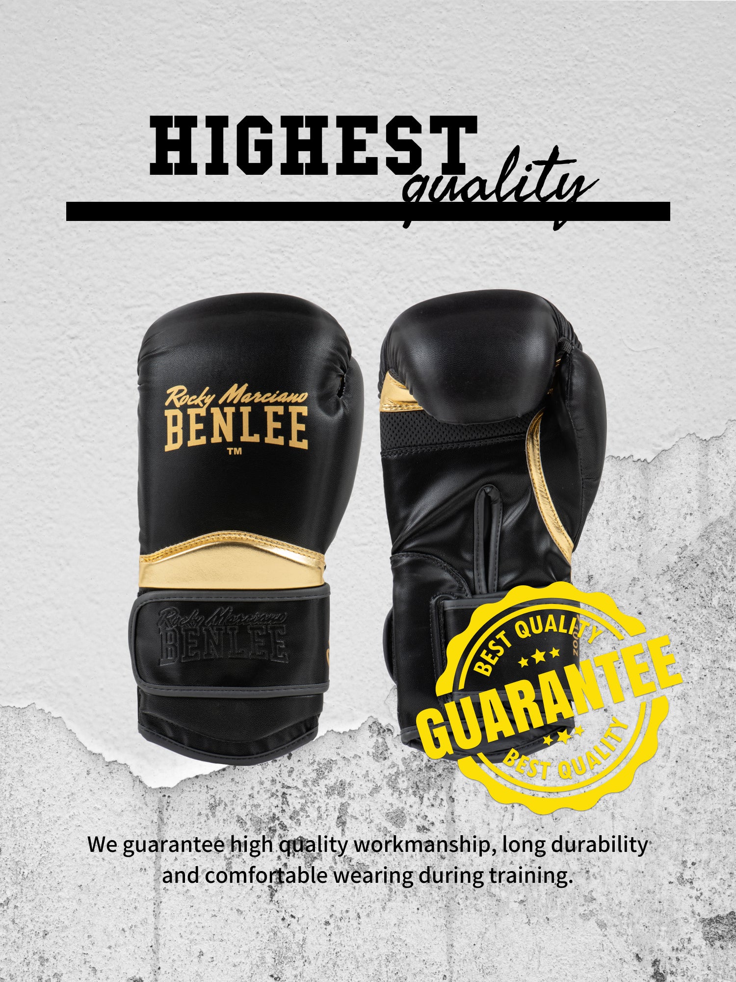 BENLEE Boxhandschuh aus robustem Lederimitat mit breitem Klettverschluss und starker Polsterung für Training und Sparring.