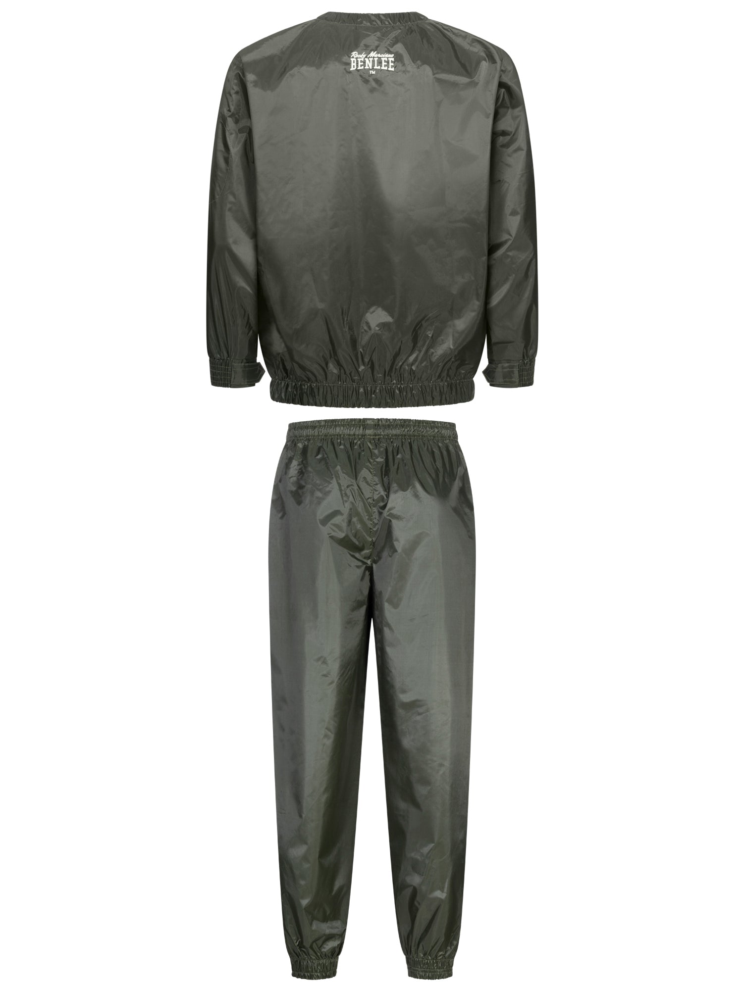 Rückansicht des Benlee Schwitzanzugs in Olive aus Polyester für den Kampfsport.