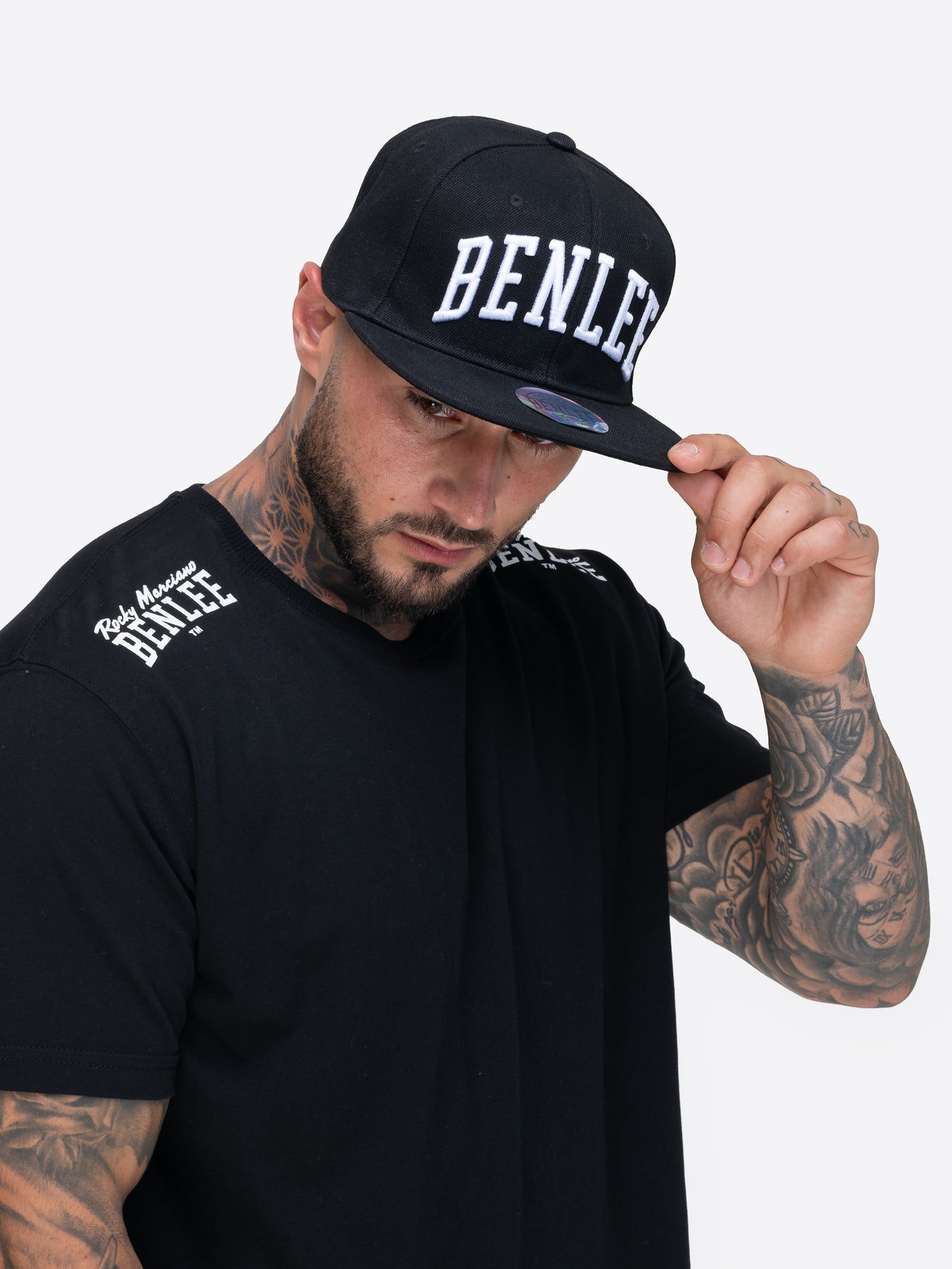 Schwarze BENLEE Snapback-Kappe mit Logo