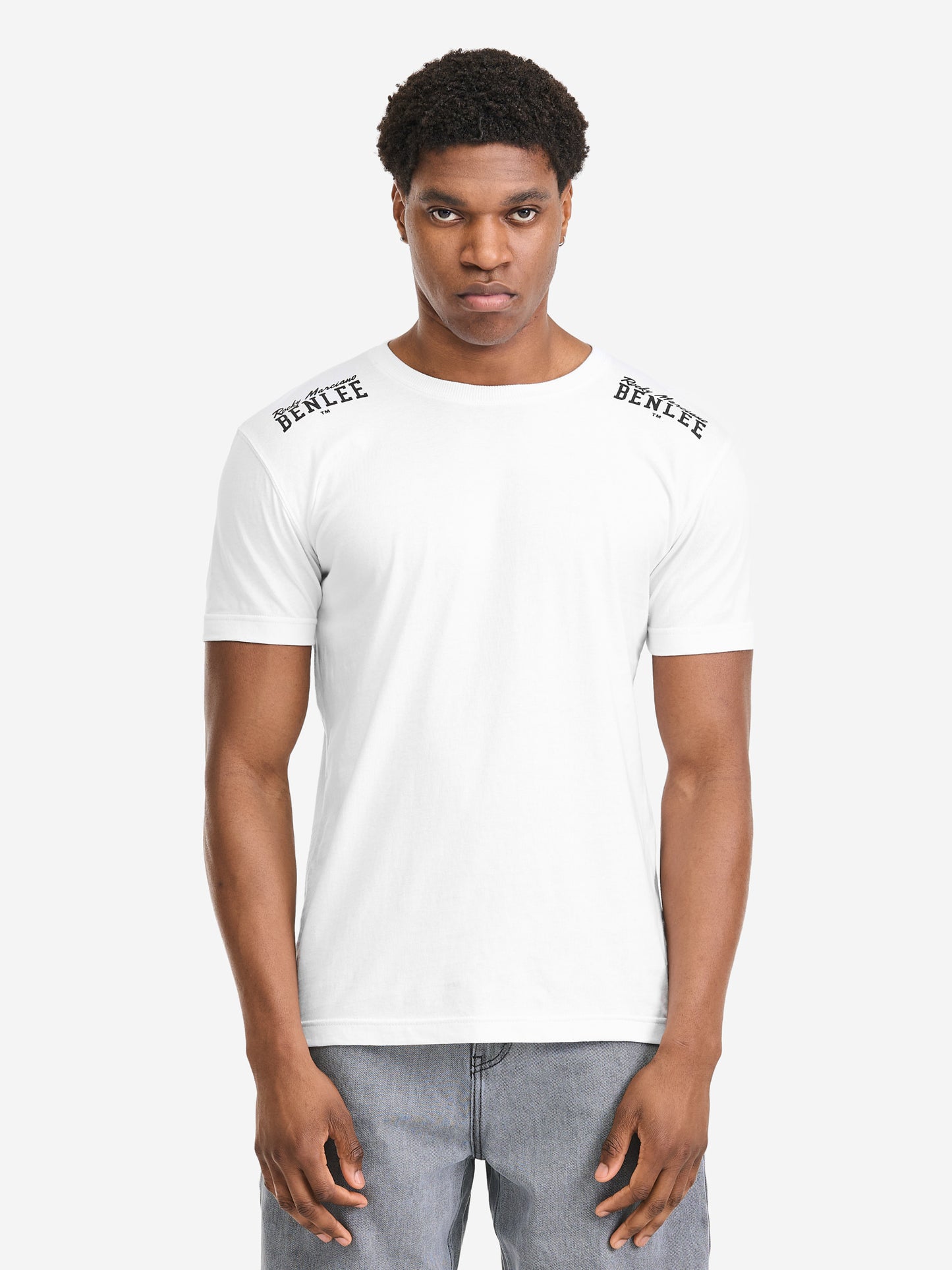 Weisses BENLEE Herren T-Shirt mit Logo, normale Passform