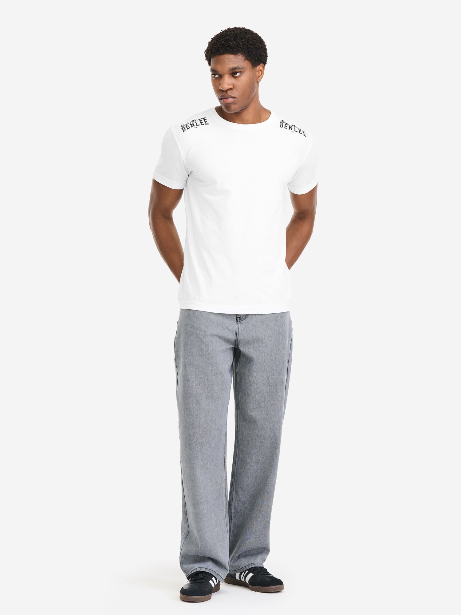 Weisses BENLEE Herren T-Shirt mit Logo, normale Passform